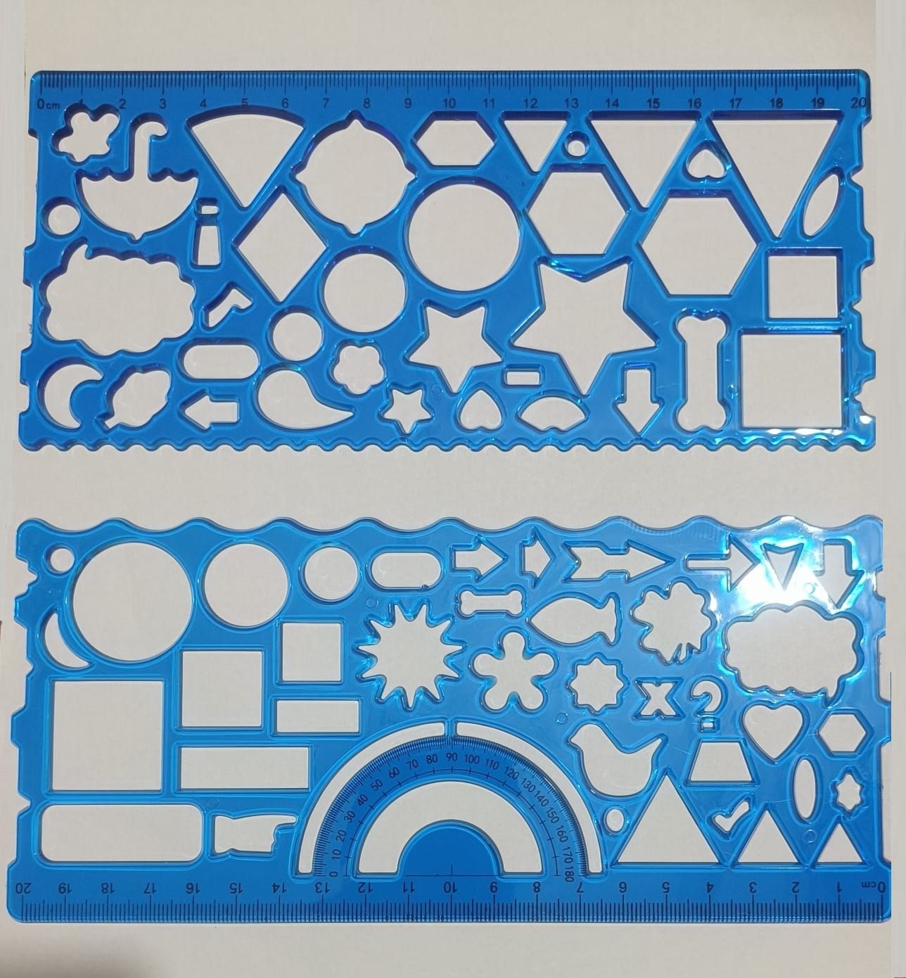 mosa Geometry Stencil Ruler Set | 20 cm Drawing Template with 180° Protractor | Blue Ruler-picture-42