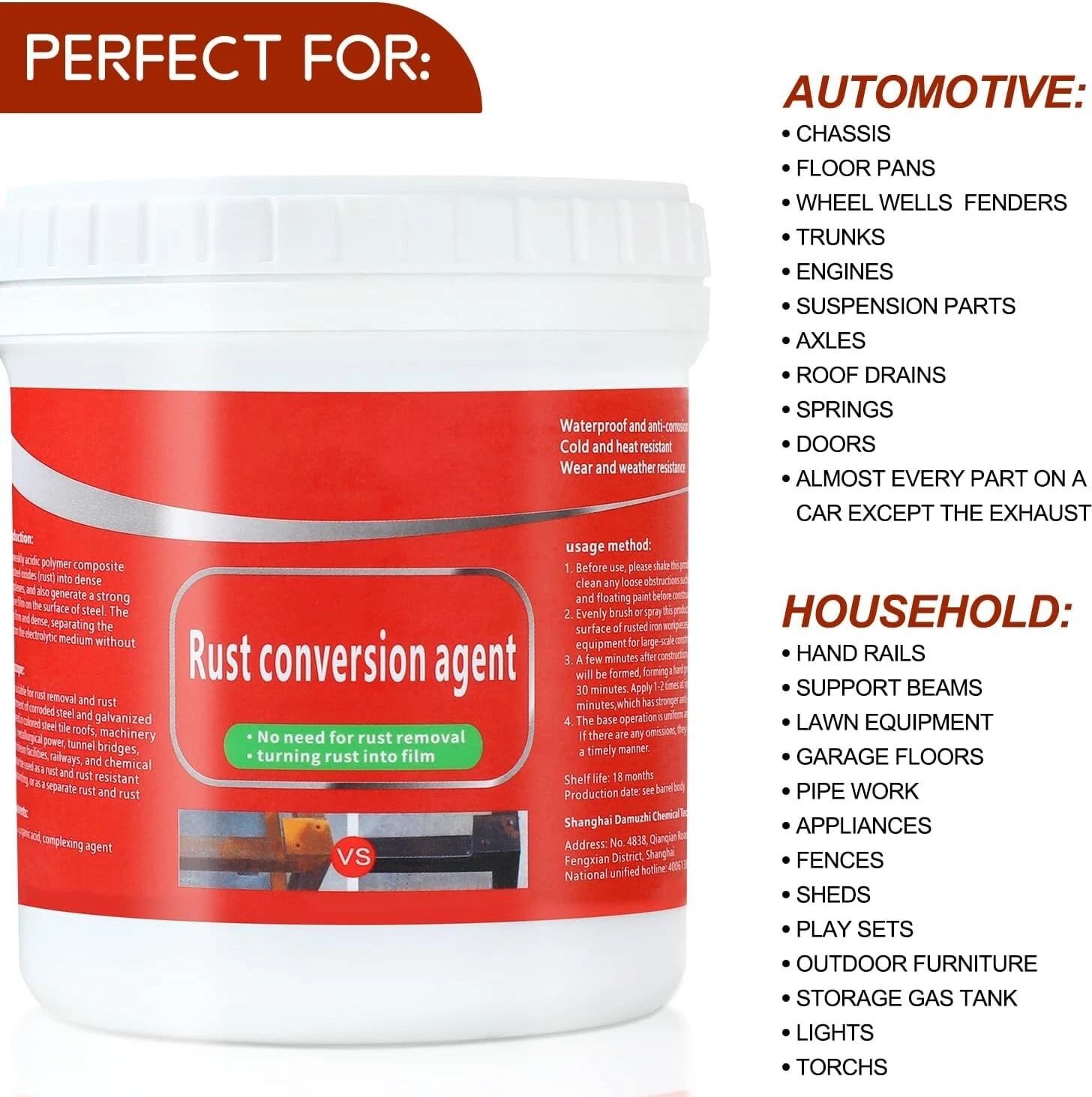 Waterproof Corrosion Resistant Paint for Iron, Steel & Metal Equipment Rust Removal Solution-image-10