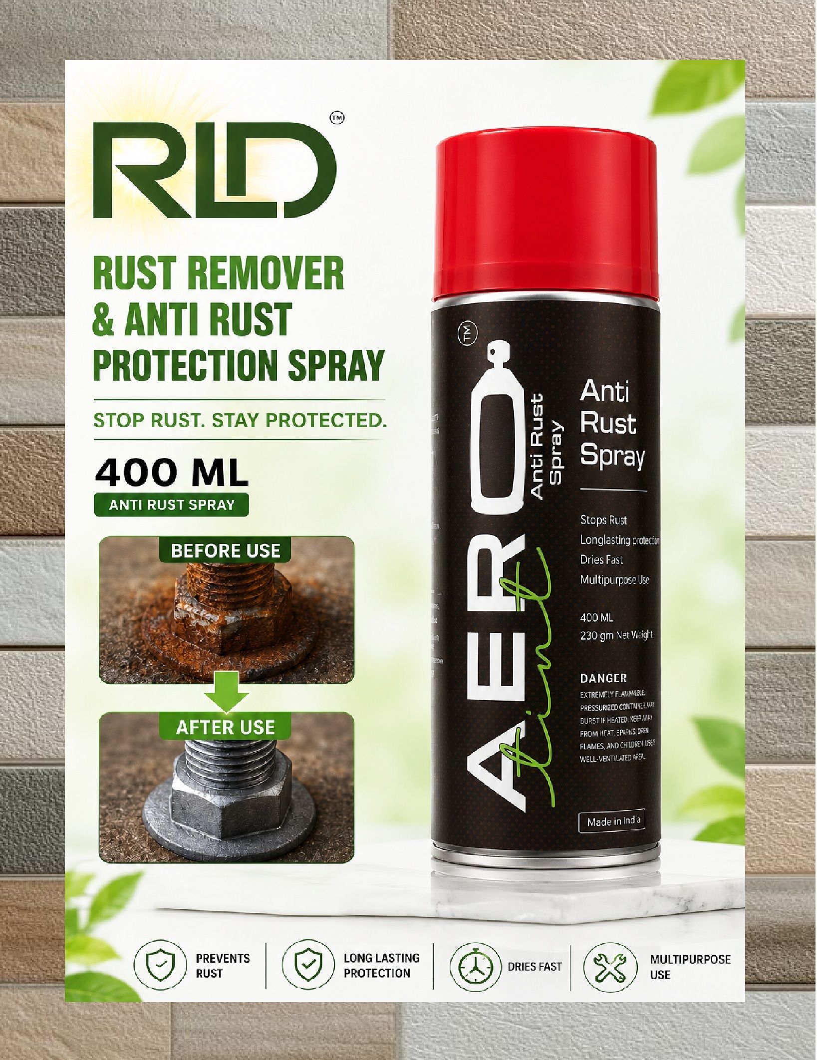 rld Anti Rust Spray | Rust Remover & Rust Protection Spray (T3*)| Rust Removal Aerosol Spray-picture-33