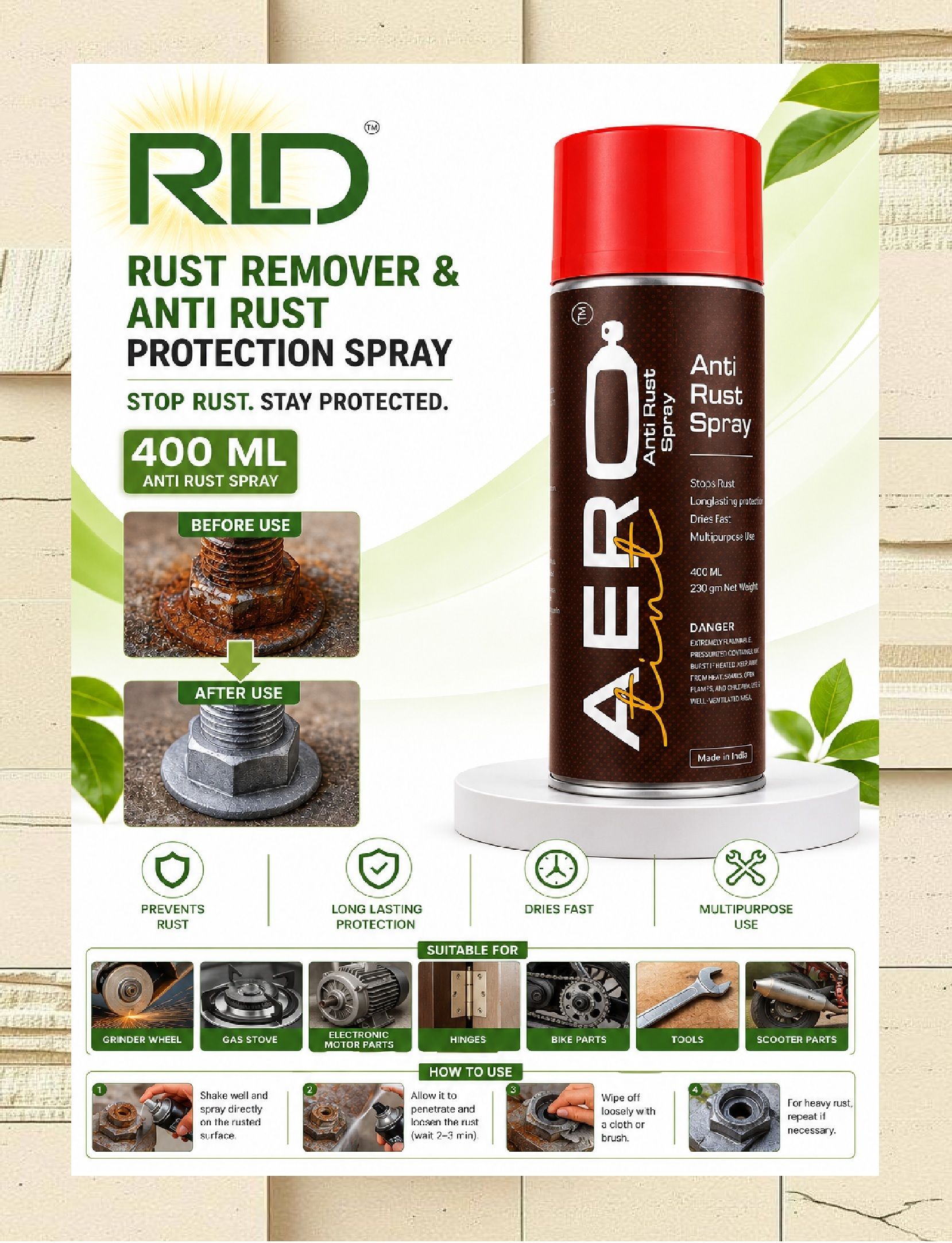 rld Anti Rust Spray | Rust Remover & Rust Protection Spray (T12*)| Rust Removal Aerosol Spray-picture-39