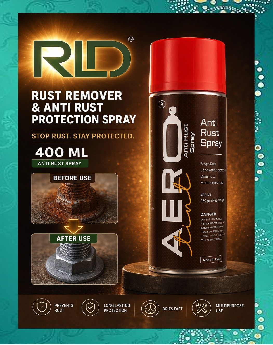 rld Anti Rust Spray | Rust Remover & Rust Protection Spray (R30*)| Rust Removal Aerosol Spray-picture-17
