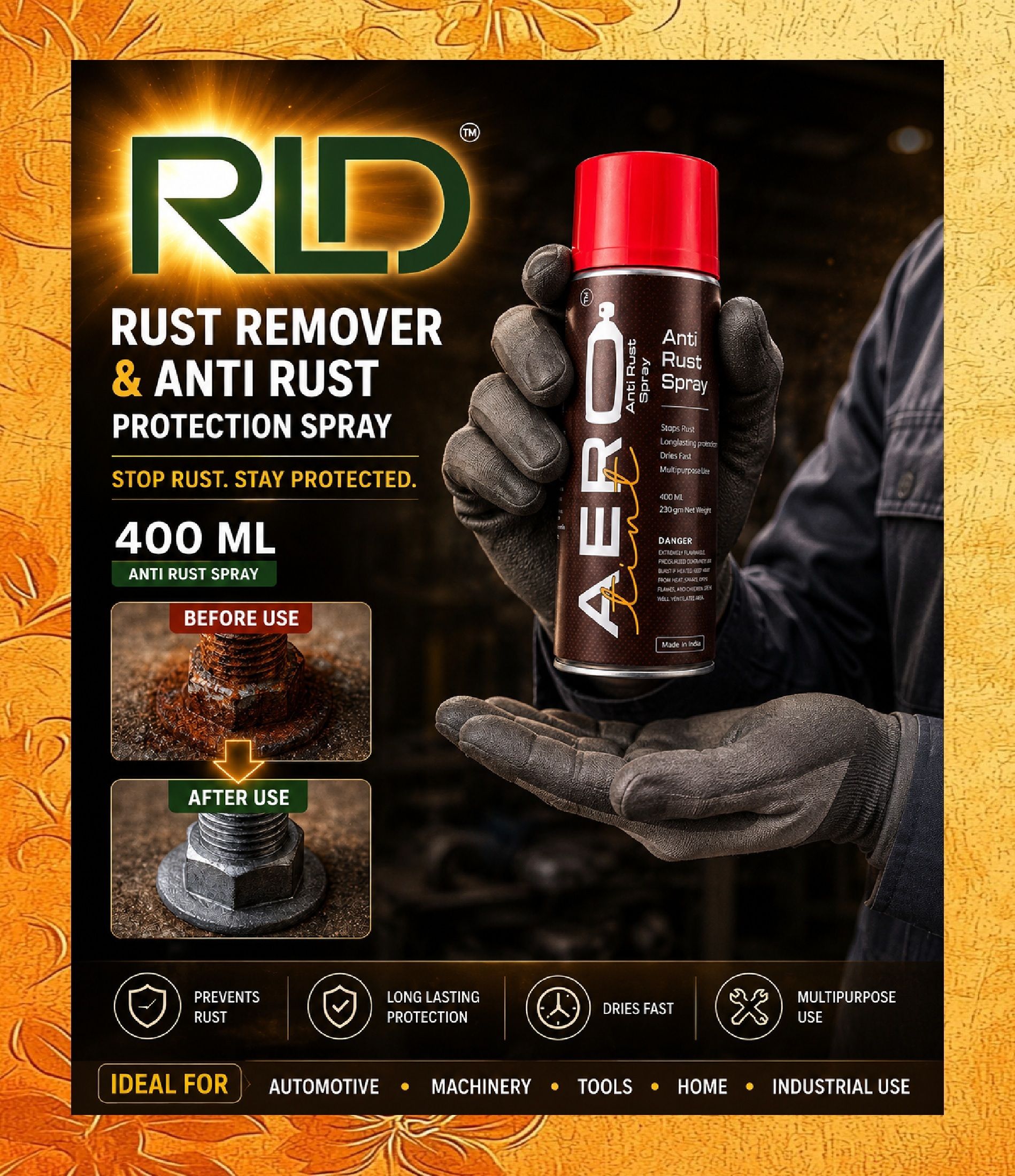 rld Anti Rust Spray | Rust Remover & Rust Protection Spray (R25*)| Rust Removal Aerosol Spray-picture-22
