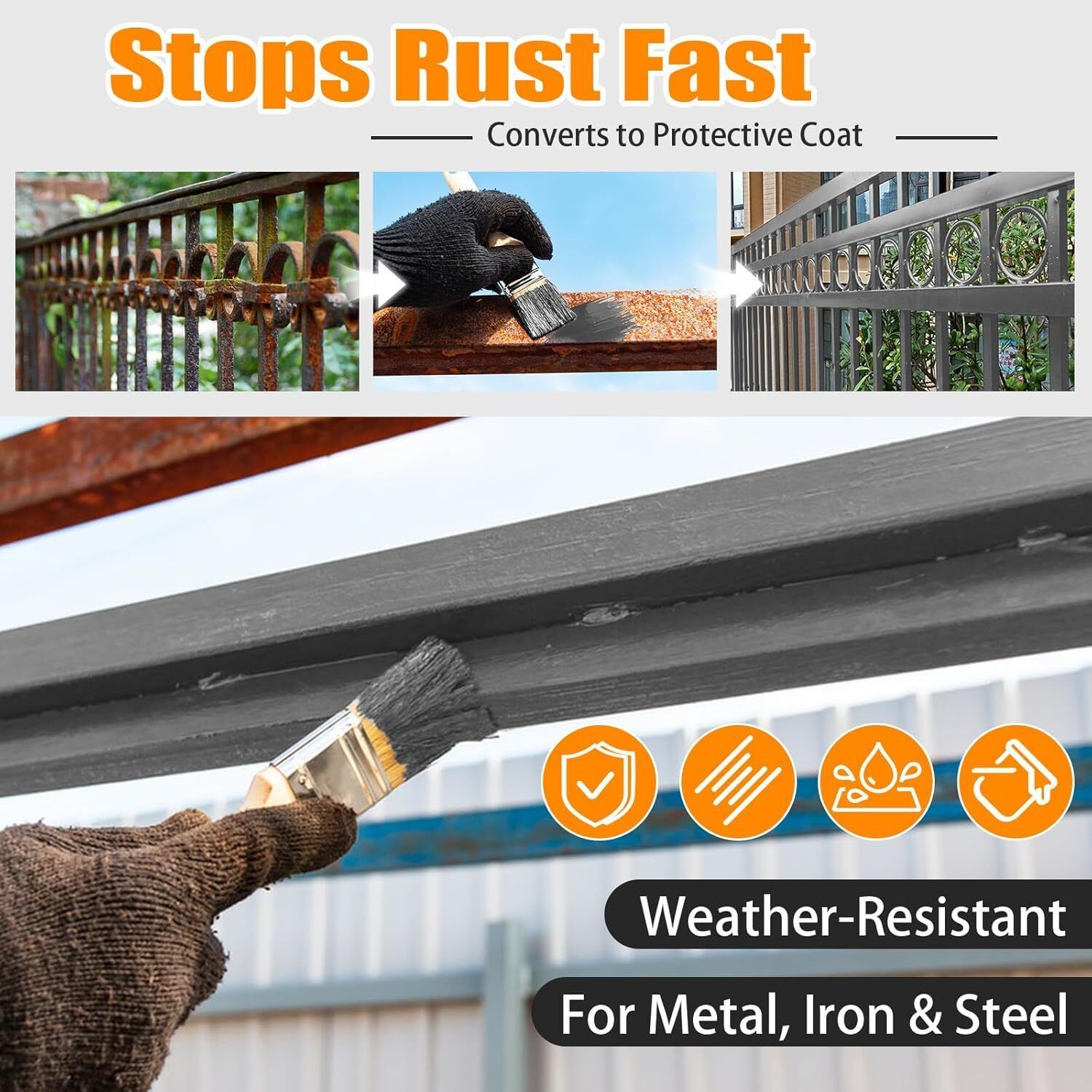 wifton Anti-Corrosion Rust Converter Paint with Brush for Gates & Grills Rust Removal Solution-picture-20