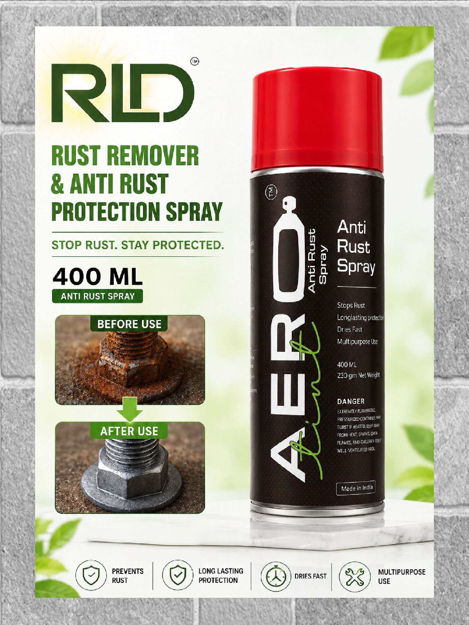 rld Anti Rust Spray | Rust Remover & Rust Protection Spray (T9*)| Rust Removal Aerosol Spray-picture-20