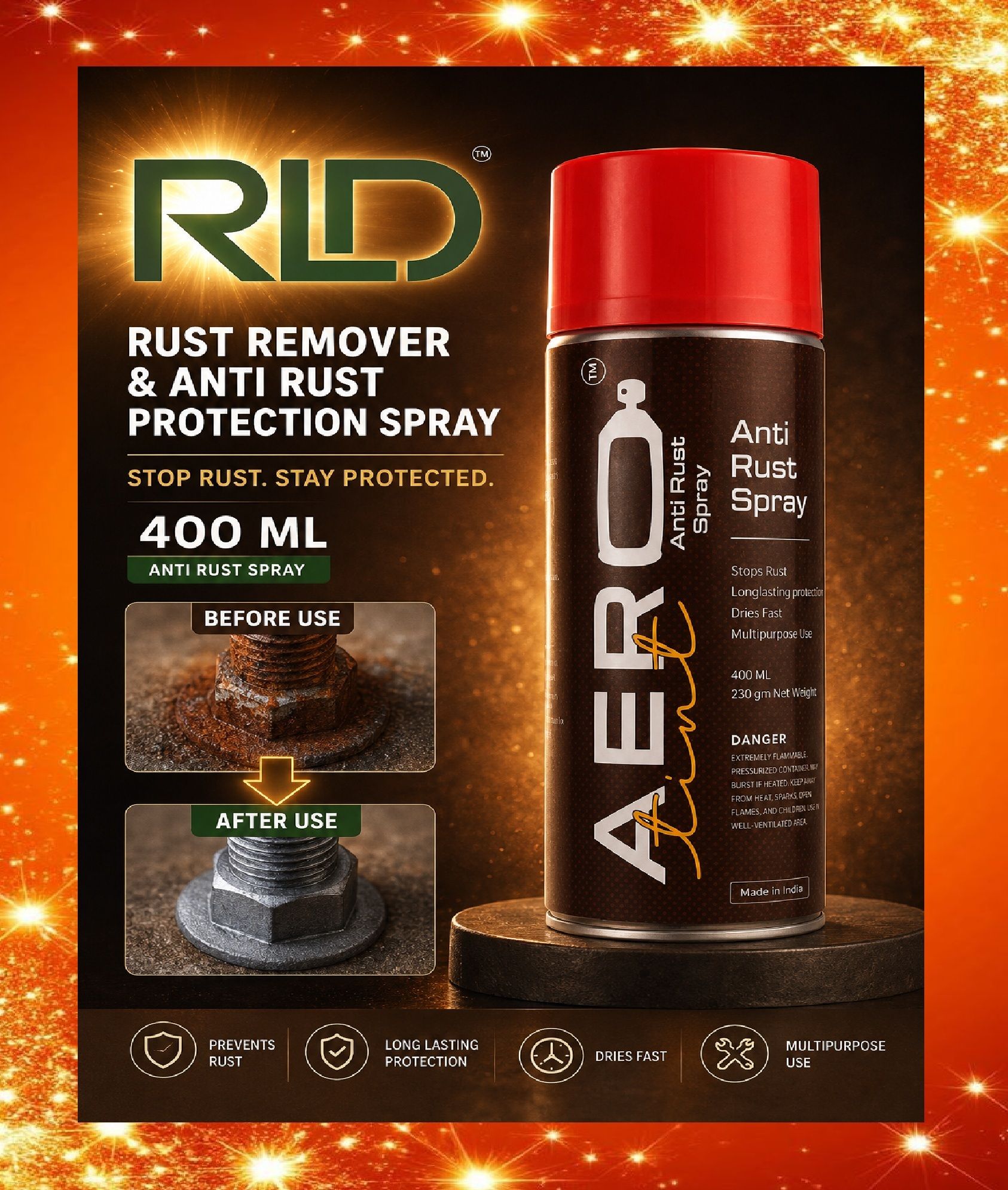 rld Anti Rust Spray | Rust Remover & Rust Protection Spray (R33*)| Rust Removal Aerosol Spray-picture-43