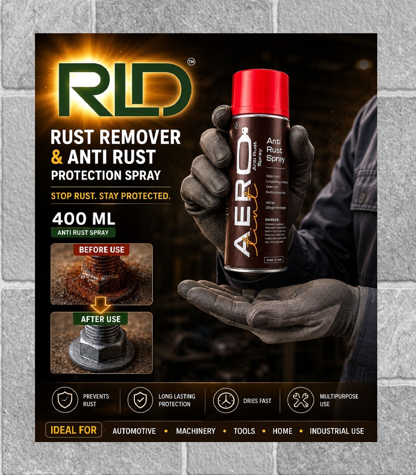 rld Anti Rust Spray | Rust Remover & Rust Protection Spray (R13*)| Rust Removal Aerosol Spray-picture-25