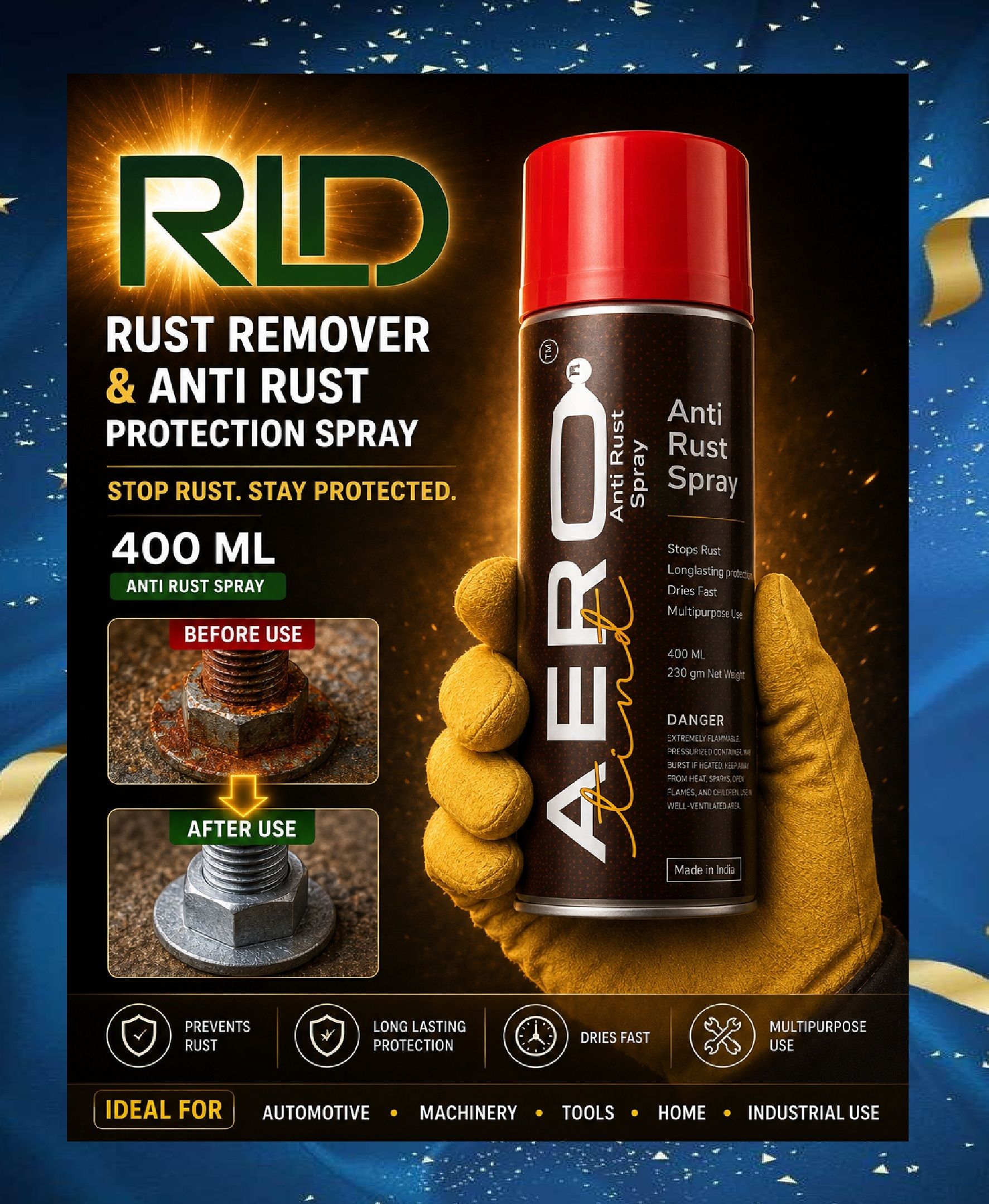 rld Anti Rust Spray | Rust Remover & Rust Protection Spray (R23*)| Rust Removal Aerosol Spray-picture-33