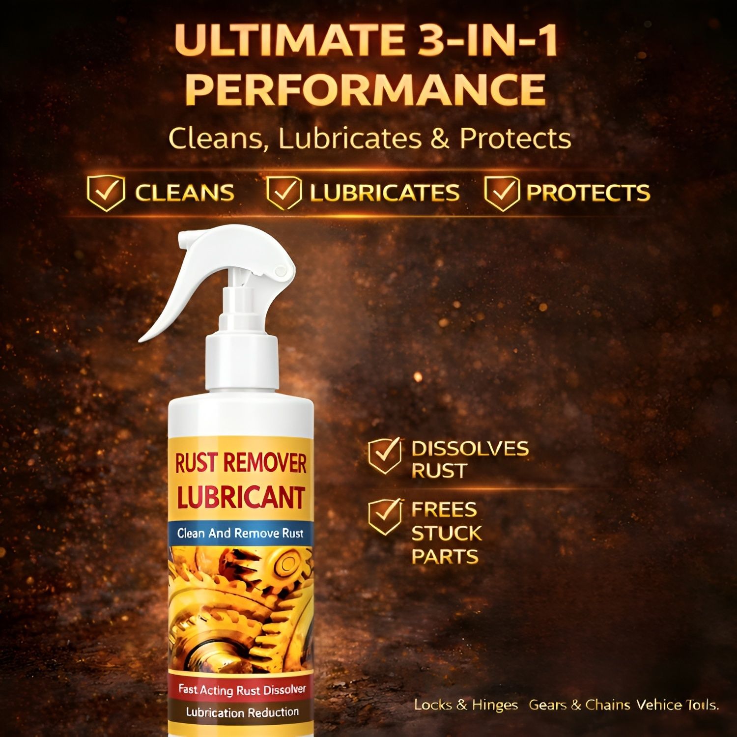 Rust Remover Lubricant Liquid for Metal Surfaces, Tools, Nuts, Bolts Rust Removal Solution with Trigger Spray-image-49