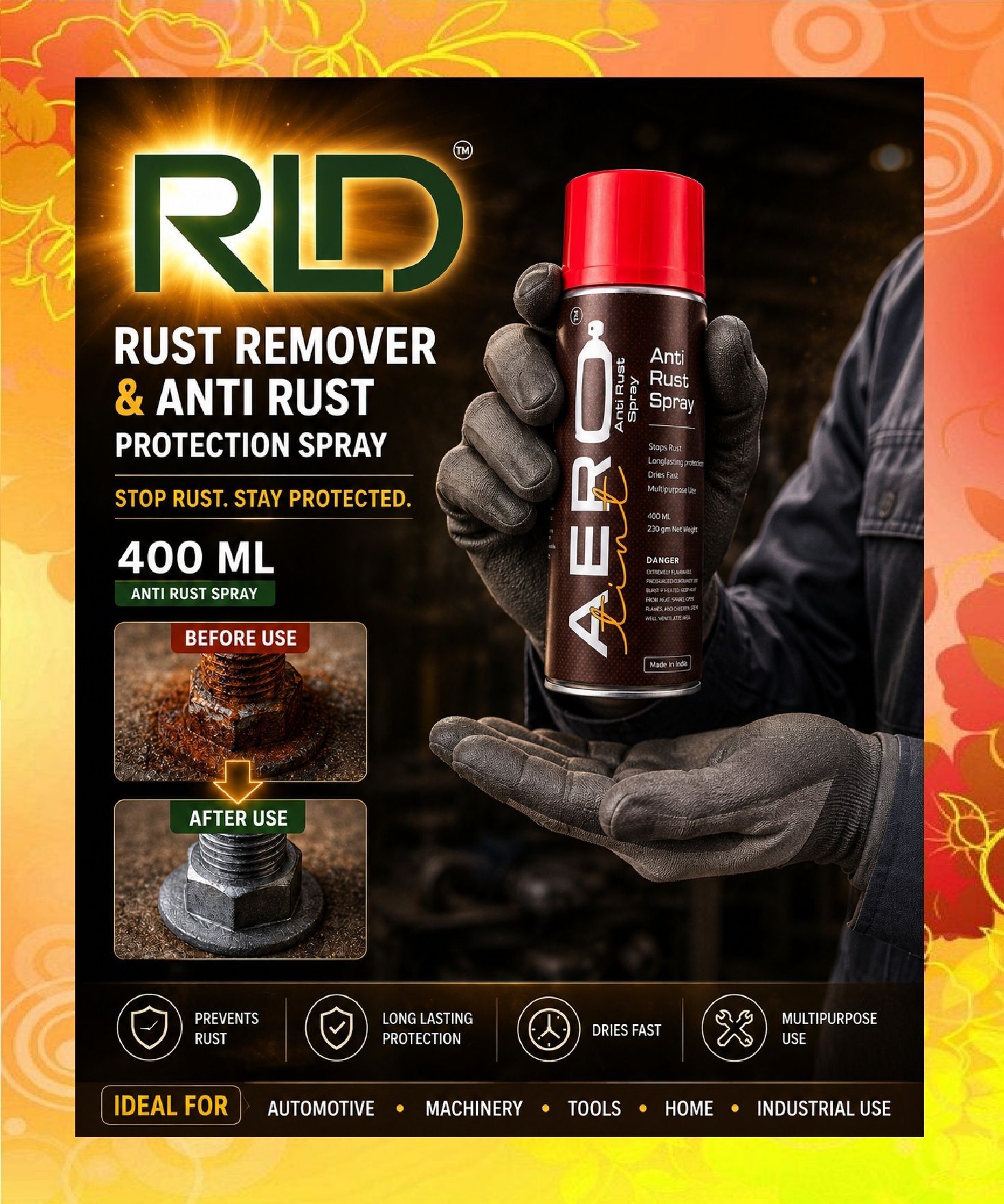 rld Anti Rust Spray | Rust Remover & Rust Protection Spray (R19*)| Rust Removal Aerosol Spray-picture-18