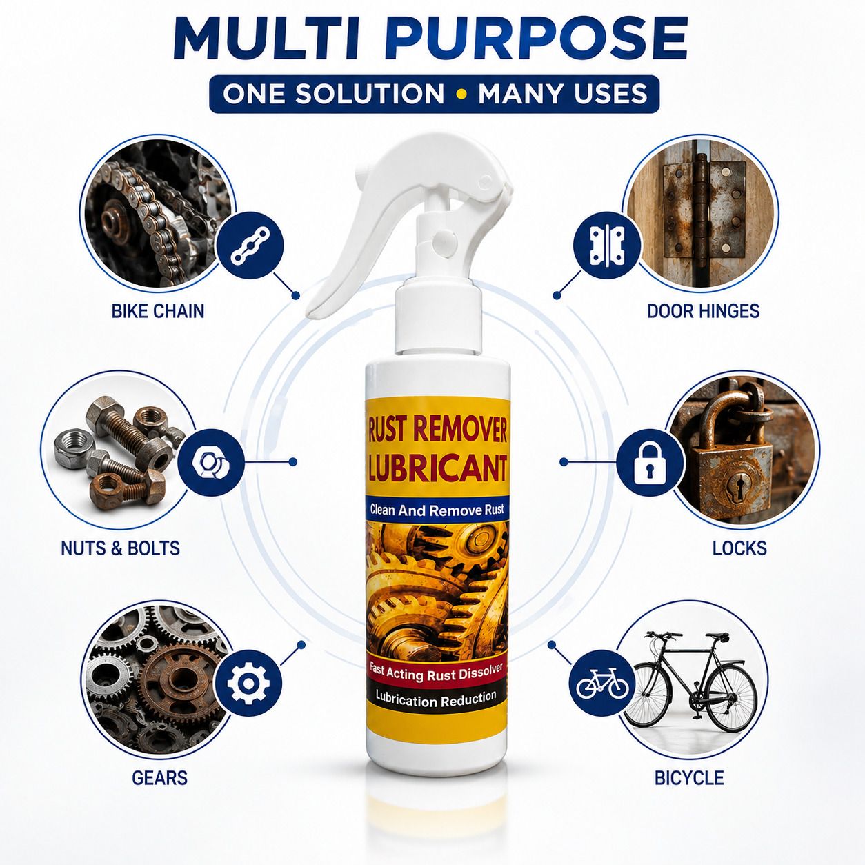 zatpatzap Multipurpose Rust Remover Spray with Lubricant for Bolts, Trigger Spray(200*1ml) Rust Removal Solution with Trigger Spray-picture-31