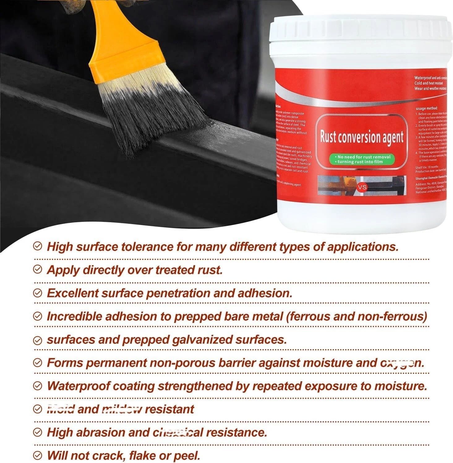 wifton Water Based Rust Remover & Protective Metal Paint for Outdoor Applications Rust Removal Solution-picture-39