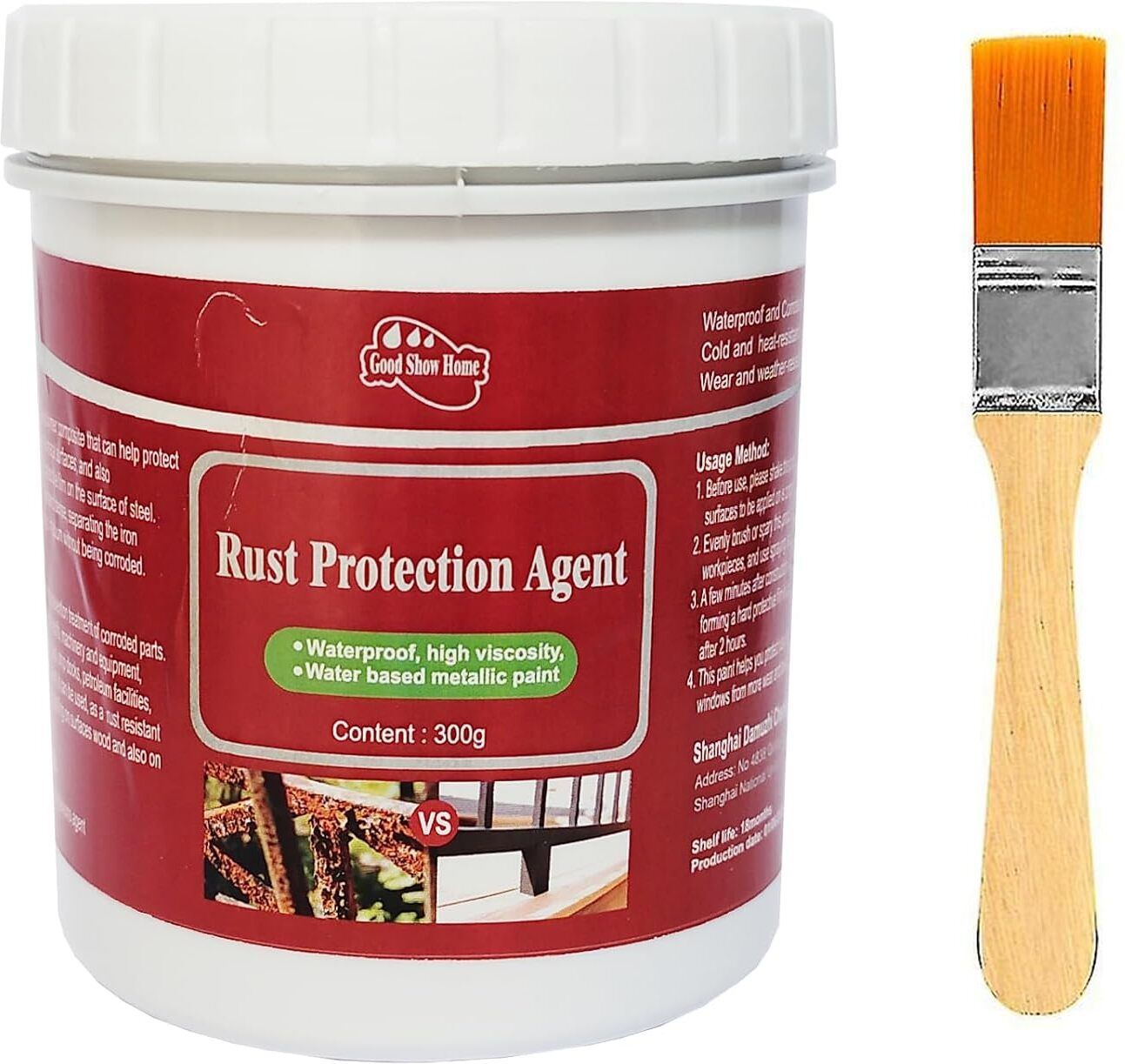 Water-Based Rust Converter Paint 300gm with Brush for Metal Protection Rust Removal Solution-image-45