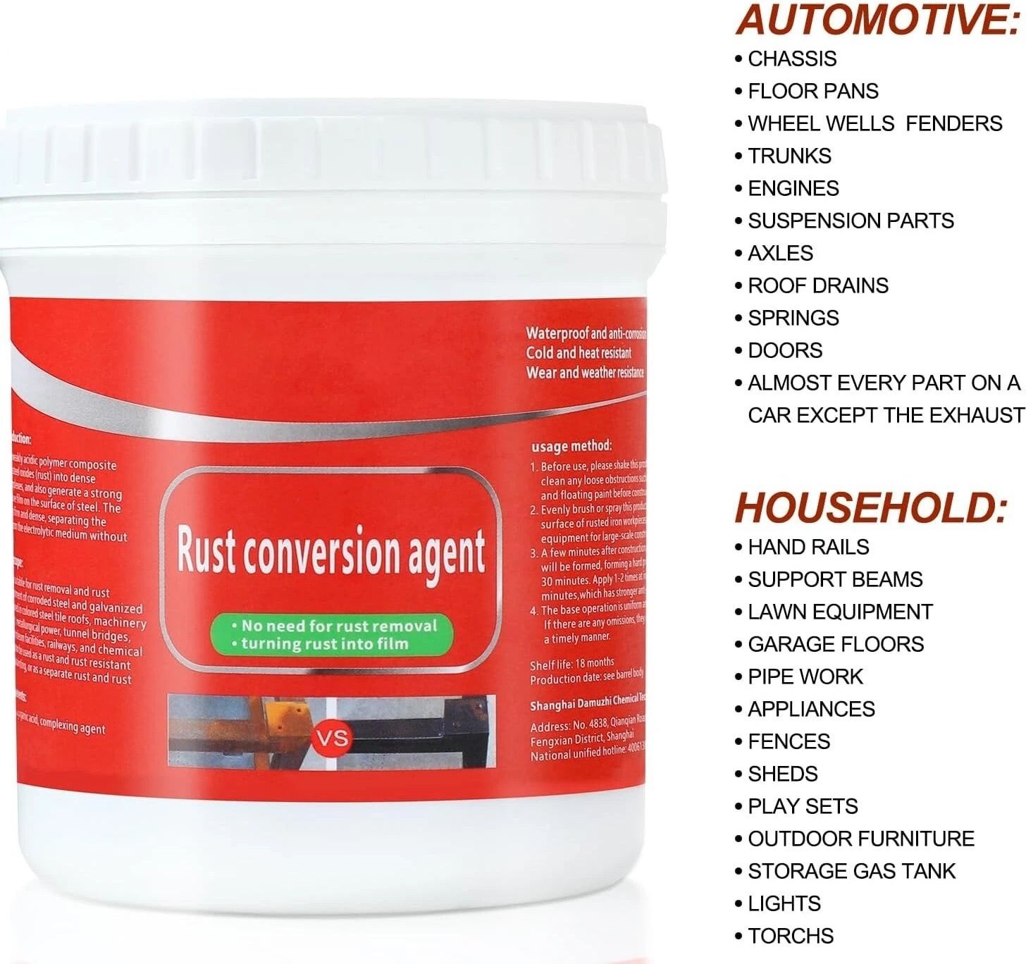 wifton High Viscosity Rust Converter Paint with Brush for Iron & Metal Protection Rust Removal Solution-picture-12