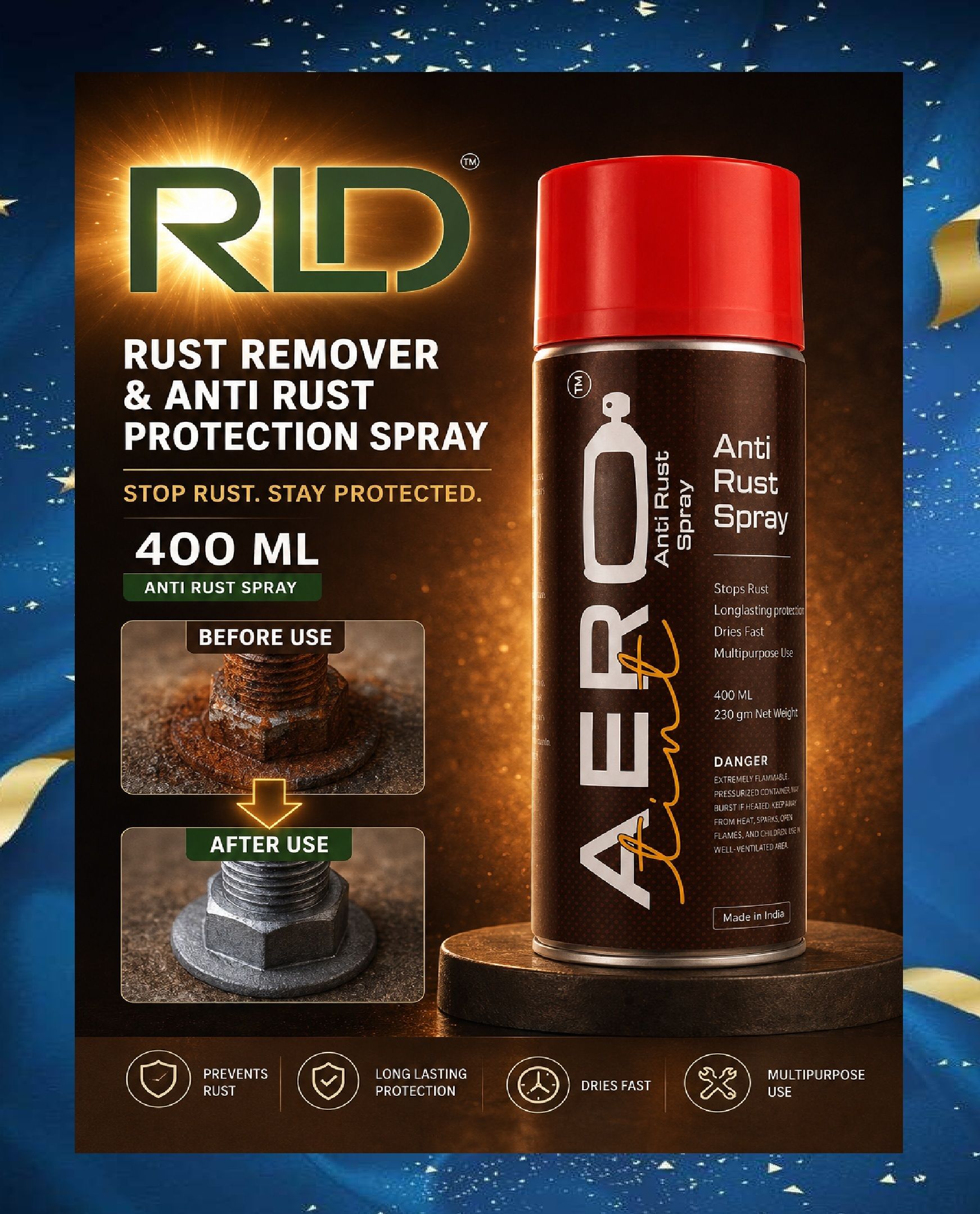 rld Anti Rust Spray | Rust Remover & Rust Protection Spray (R24*)| Rust Removal Aerosol Spray-picture-29