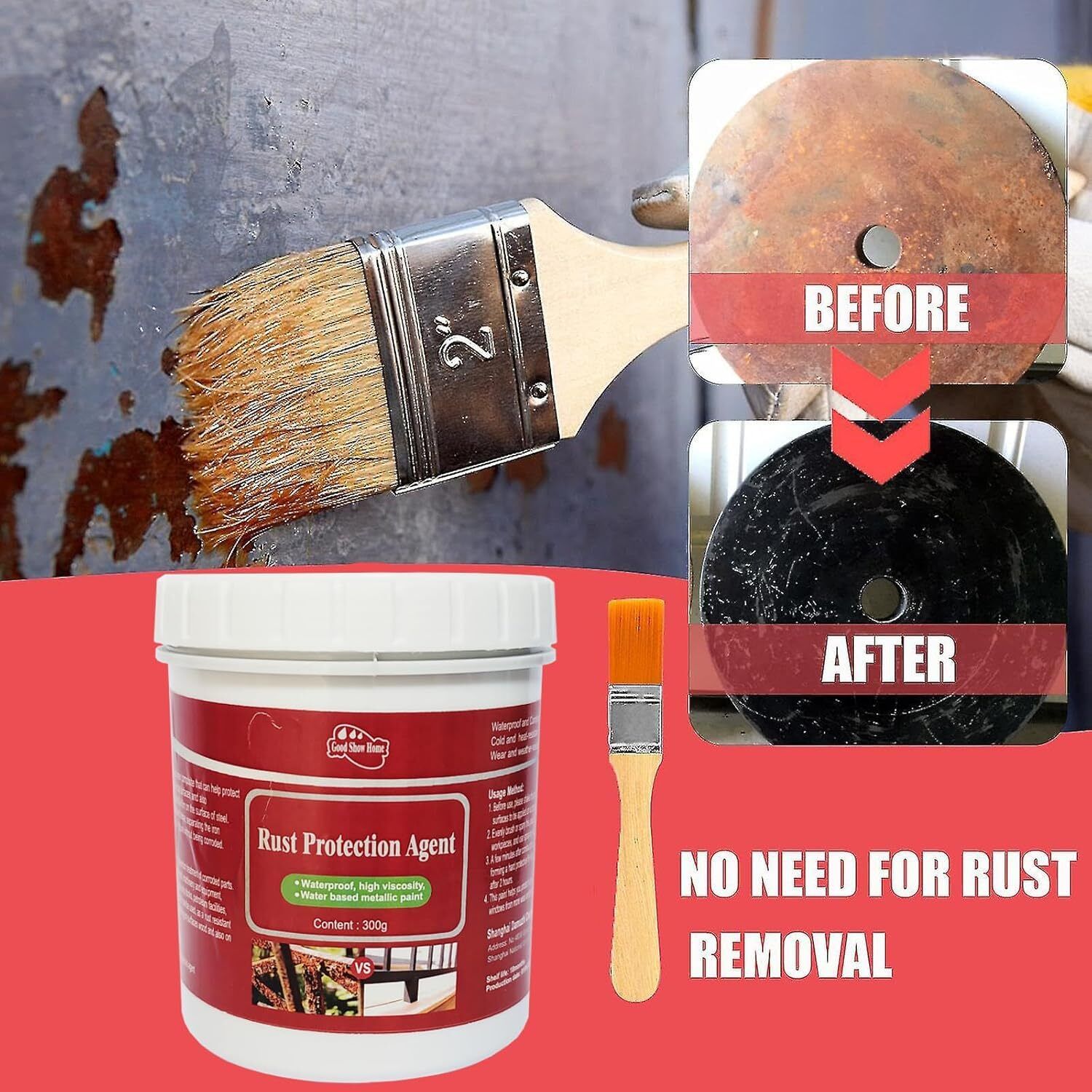 wifton Rust Remover Paint 300gm with Metal Primer for Indoor & Outdoor Use Rust Removal Solution-picture-45