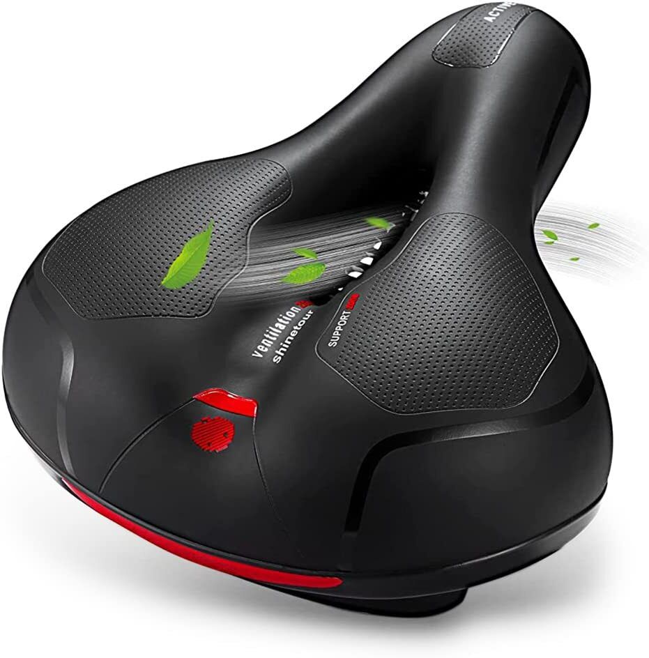 Cycle Seat with Red Reflective Safety Strip, Universal Memory Foam Bicycle Seat Saddle-image-11