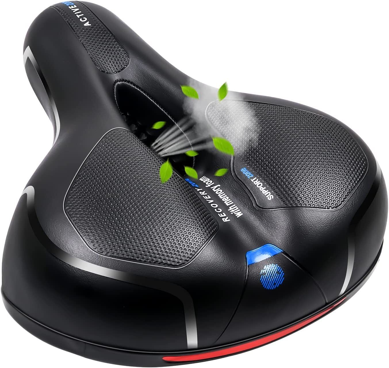 Bicycle Seat, Replacement Wide Saddle Bicycle with Waterproof Memory Foam Saddle-image-4