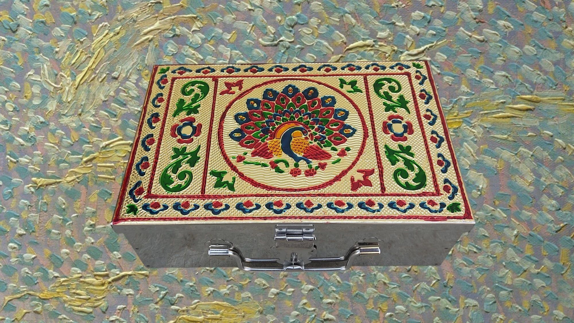 safenix Storage Boxes,Cash, Pooja Peti, Safe Locker with Handicrafts Design 9” Safe Locker-picture-39
