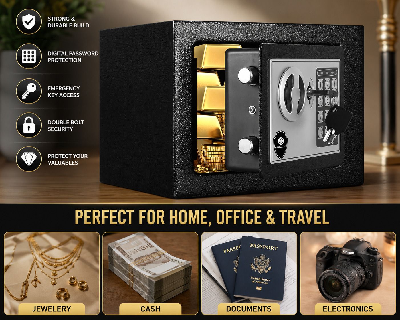 crowns Premium Digital Safe Locker with Electronic Lock and Emergency Keys Safe Locker-picture-36
