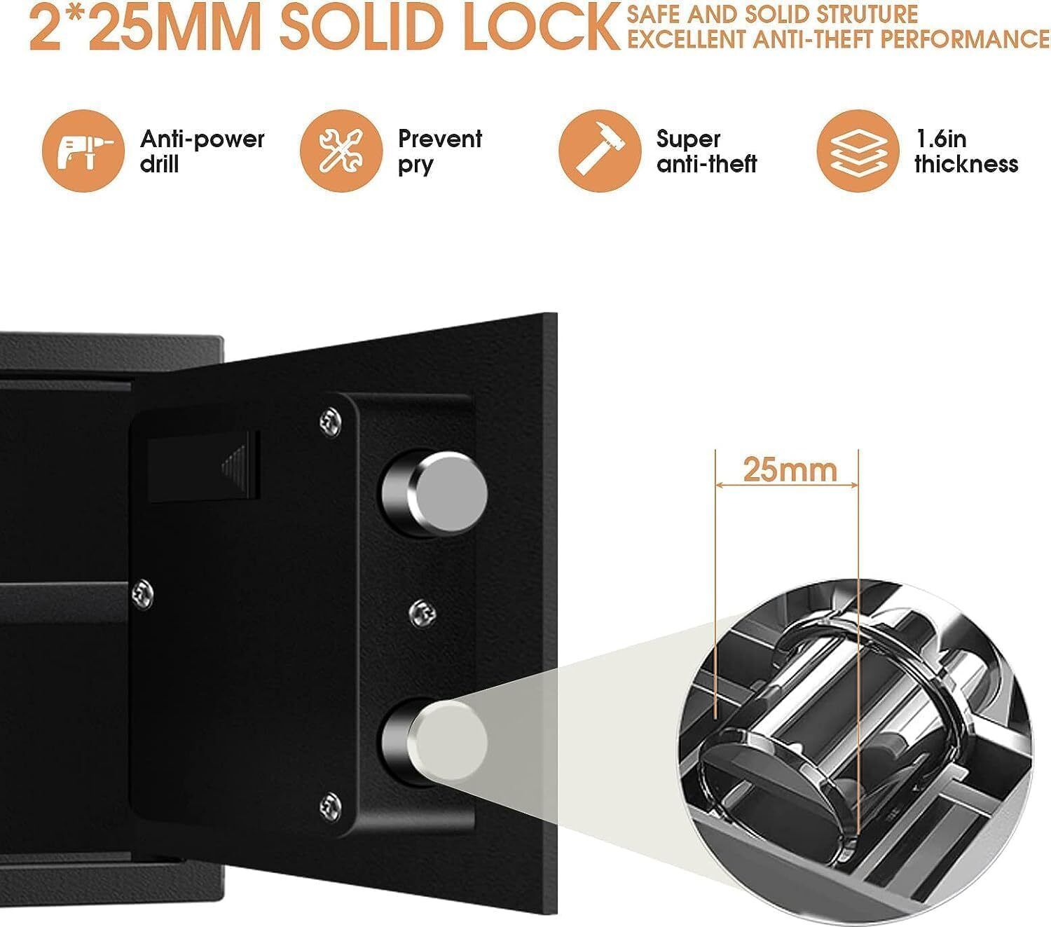d+one Electronic Safe Locker Compact Steel Safe Box for Home, Office& Retail Security Safe Locker-picture-18