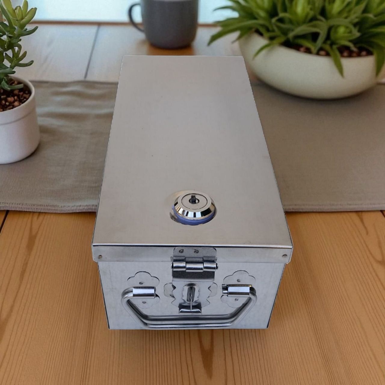 safenix Cash Peti Jewellery Box 8 Inch Steel Locker Box Home,Office Bank Use Safe Locker-picture-28