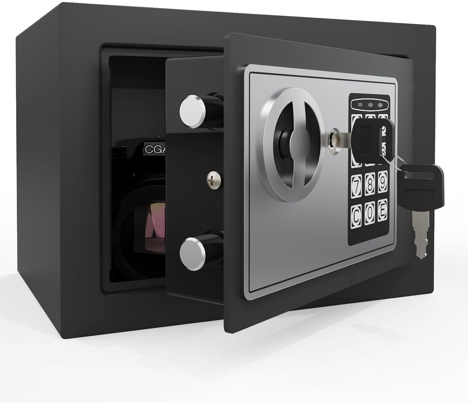 Digital Home Safe for Money Mini Cash Box with Key & Password Lock for Kids Safe Locker-image-25