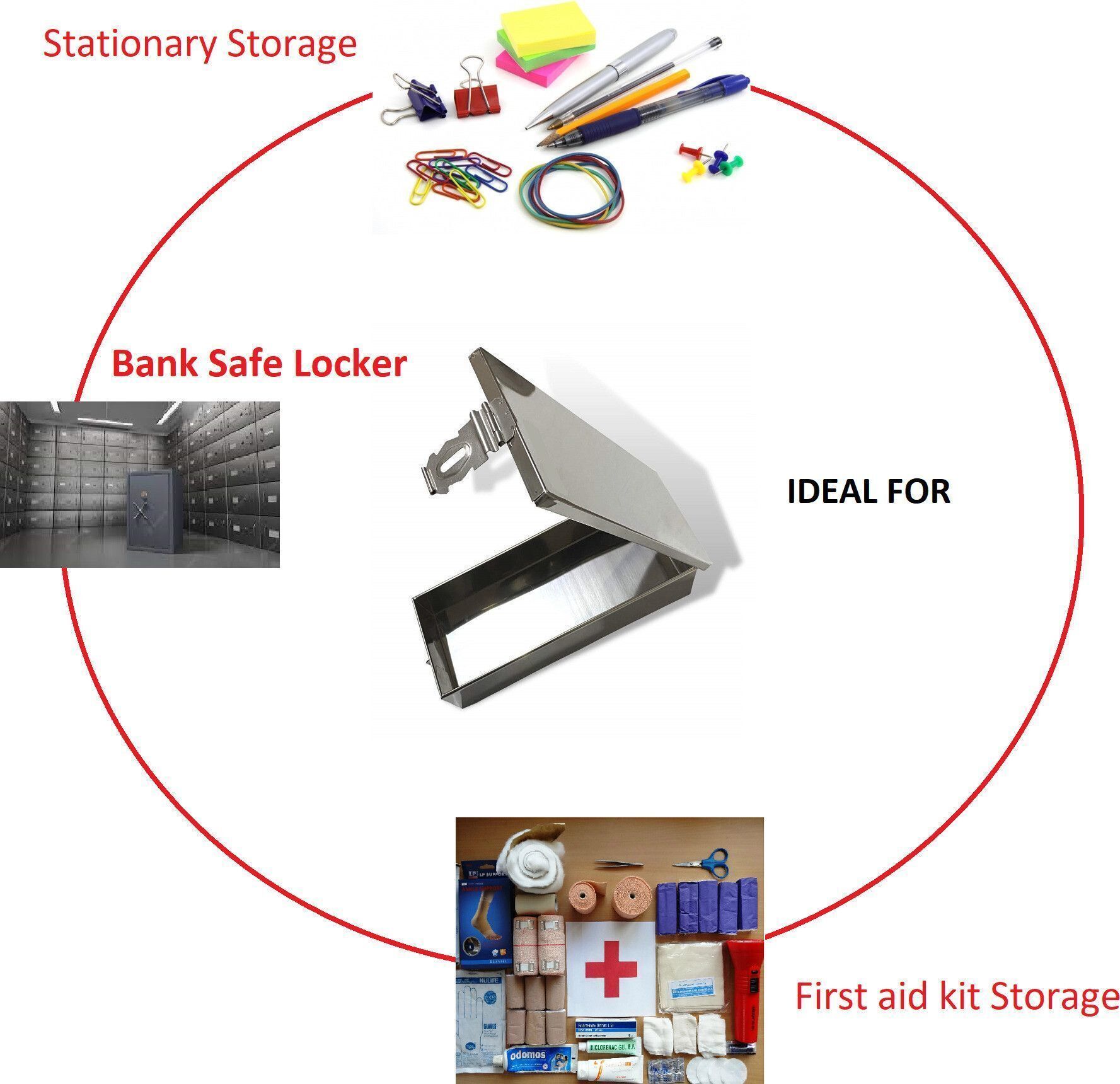 safnix SS Bank Safe Locker Box For Cash,Jewellery,Cheque Book,Multi Use Size-12" Safe Locker-picture-31