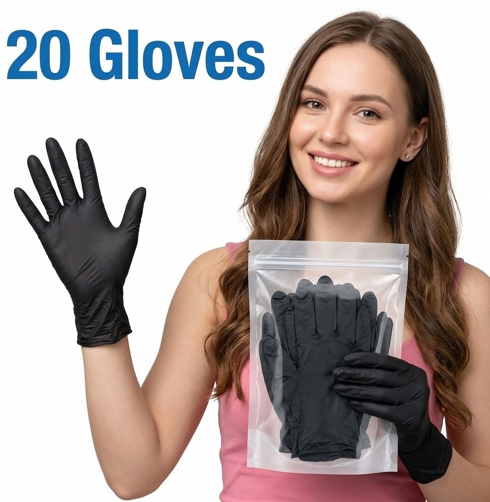 20 Piece Black Nitrile Disposable Gloves Pack 96794 Nitrile Safety Gloves-image-19