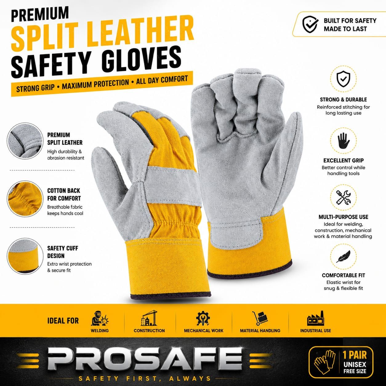 RS-01 WELDING GLOVES Leather Safety Gloves-image-7