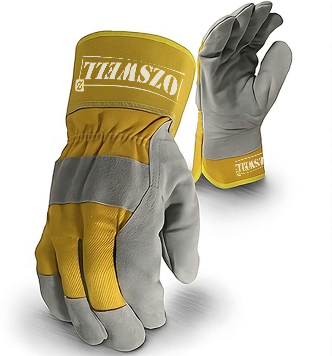Rigger Yellow White Gloves Heat Cut Wear Tear Resistant Machines Welding LeatherSafety Gloves