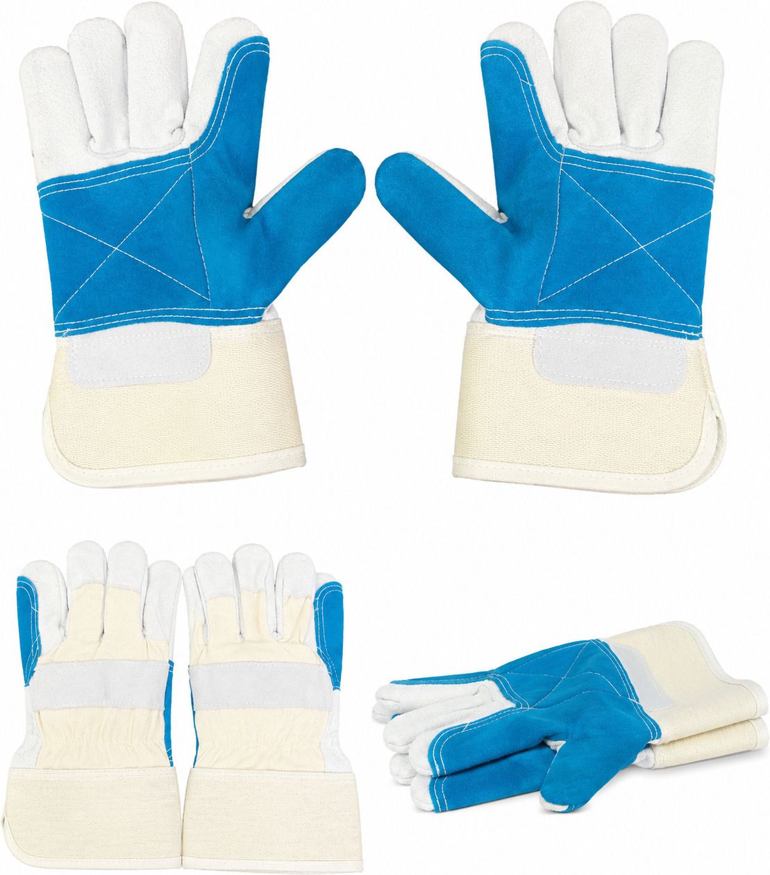 kulitrind Rigger off White Heat Cut Wear Tear Resistant Machine Welding Leather Leather Safety Gloves-picture-1