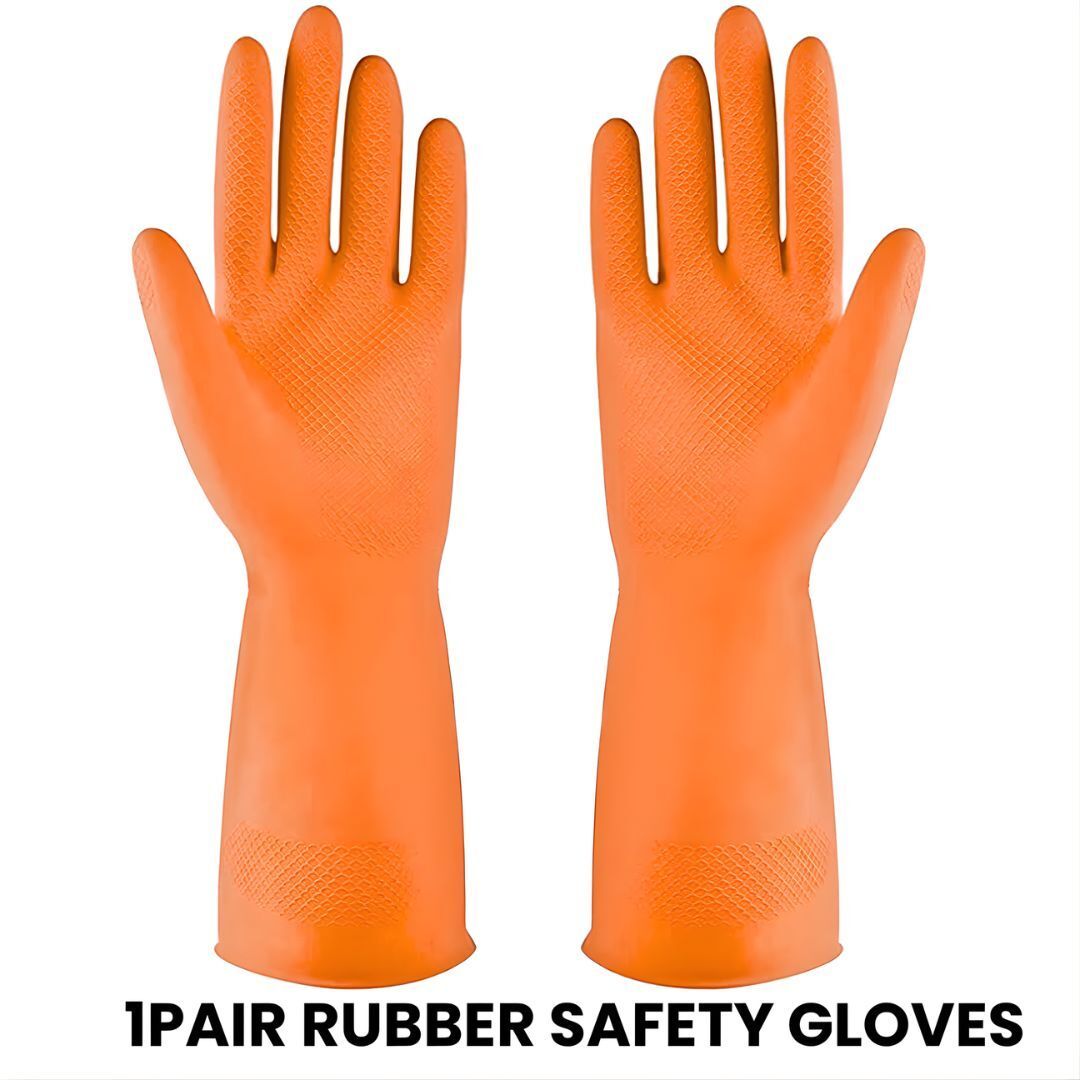 1PairRubber Safety Gloves for Cleaning & Industrial Use | Waterproof Work Gloves Rubber Safety Gloves-image-25