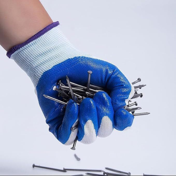 C-Laly_Nitrile_Coated_Blue_Pack of 3 Nylon Safety Gloves