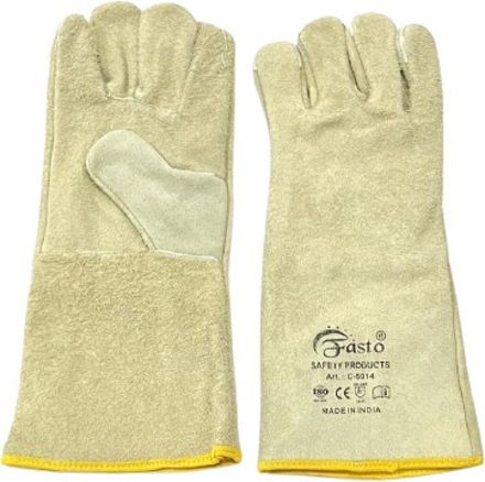 1 Pair Heavy Duty Leather Welding Hand Gloves Protective Durable Heat Resistant LeatherSafety Gloves-image-4