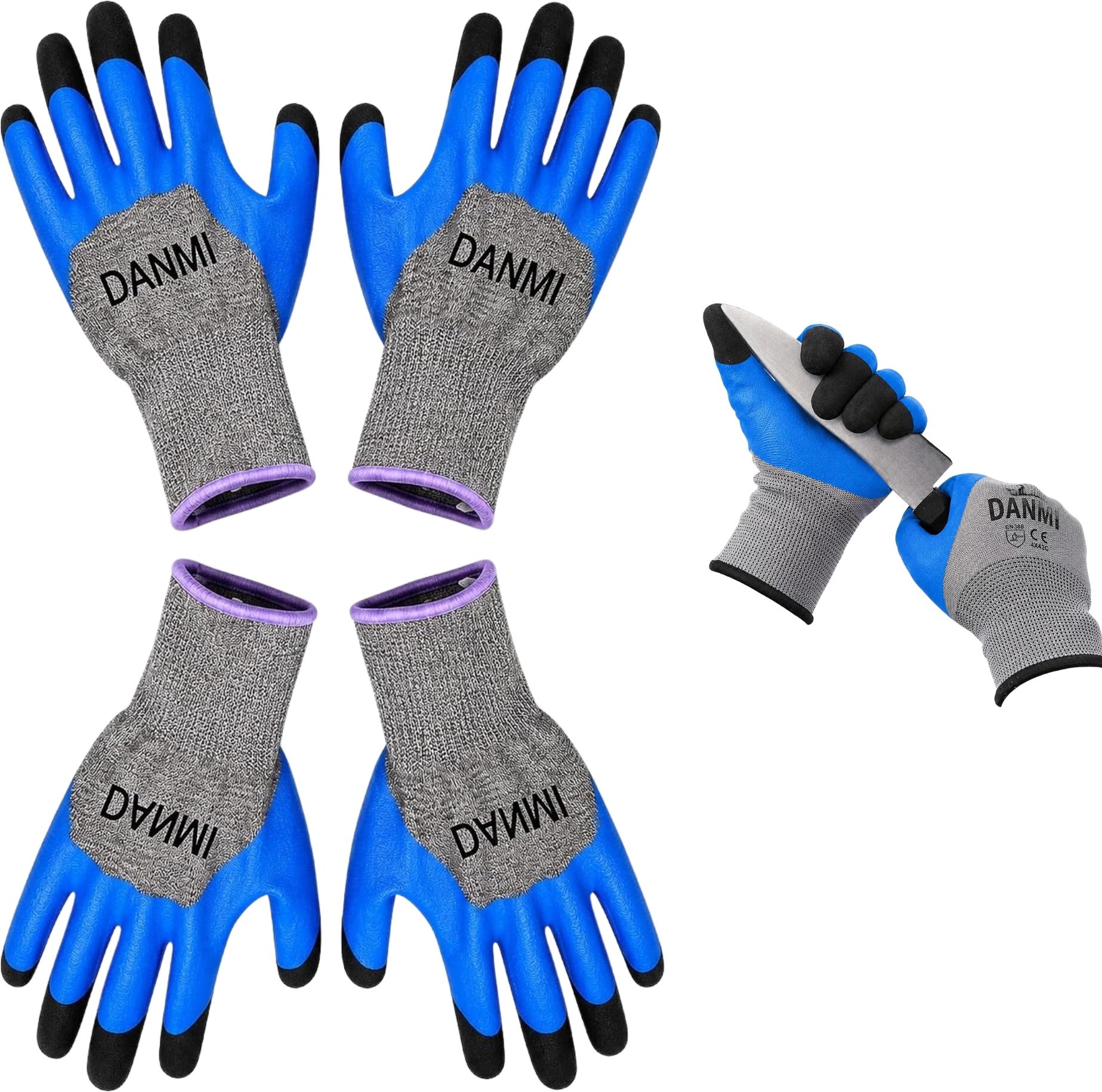 Industrial Safety Hand Gloves Latex Coated Work Gloves 2 Pairs Nitrile, Nylon Safety Gloves-image-3