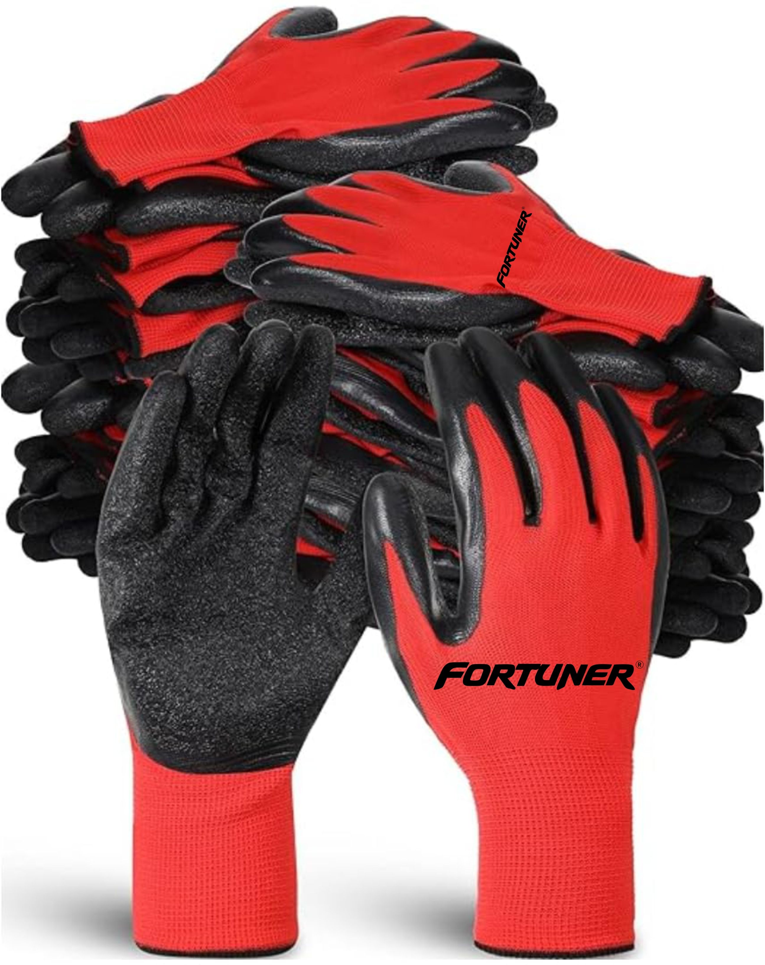 fortuner Reusable Washable Cut Resistance Hand Anti Cut Gloves, Rubber Gloves Red Black Latex Safety Gloves-picture-15
