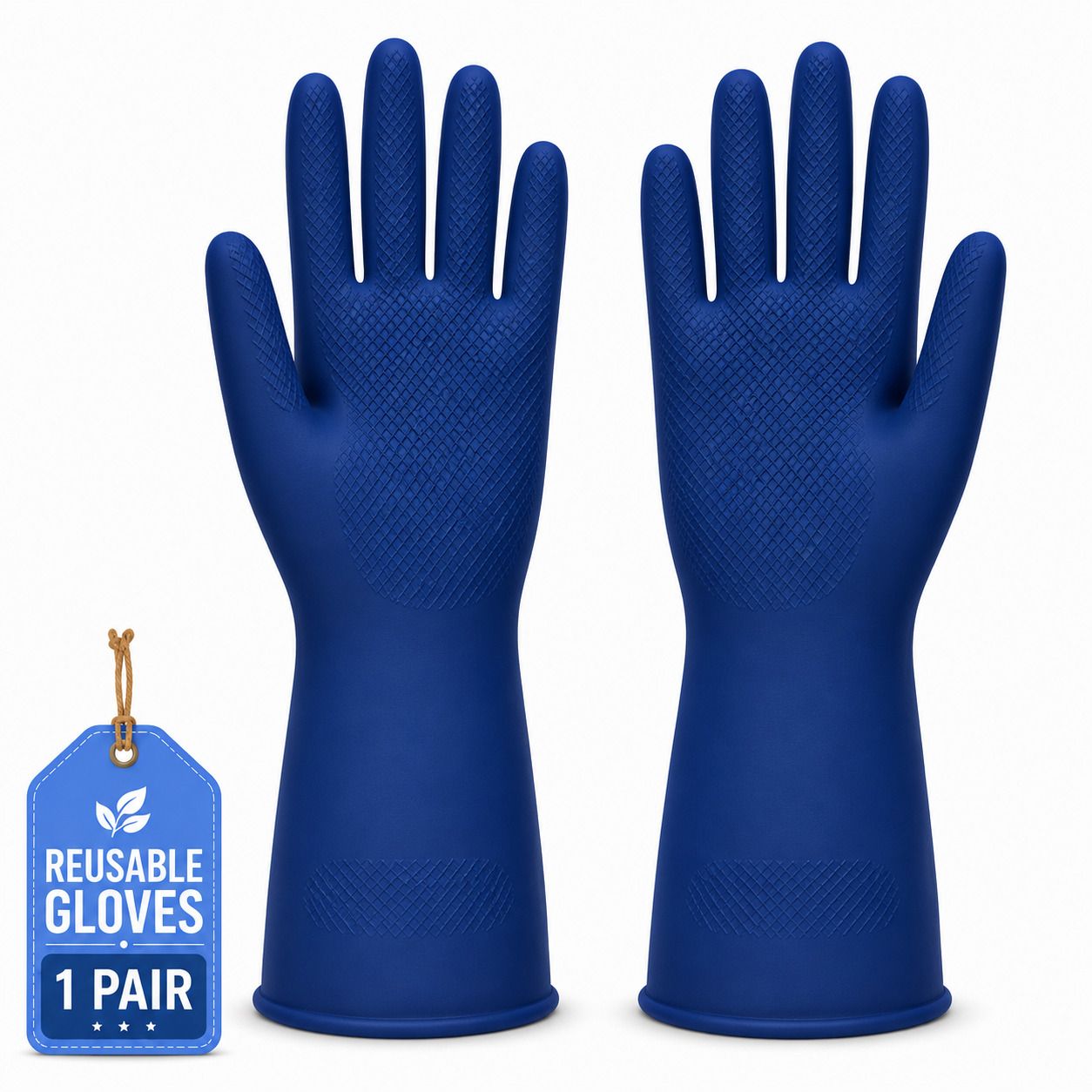 1 Pair blue Rubber Safety Hand Gloves For Chemical, Electrical , Gardning Rubber Safety Gloves-image-16