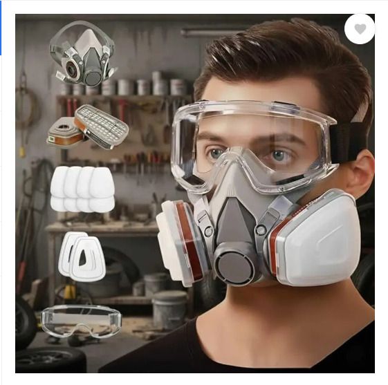 Gas Mask Set Respirator with Filters and Goggle respiretor maskk Welding Safety Goggle-image-10