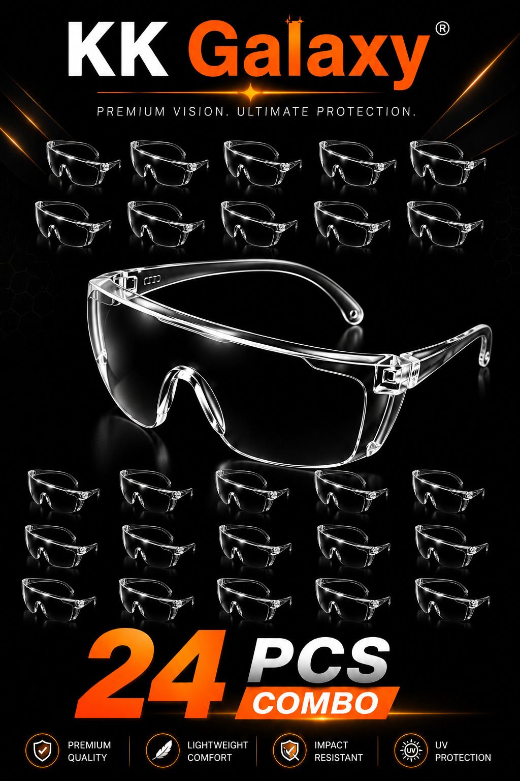 Safety Goggles Pack of 24 | Premium Transparent Protective Glasses | Anti Dust 24 Pcs Unisex Goggles/Sunglass For Men,Women,Boys,Girls Power Tool, Blowtorch, Laboratory, Wood-working, Welding Safety Goggle-image-49