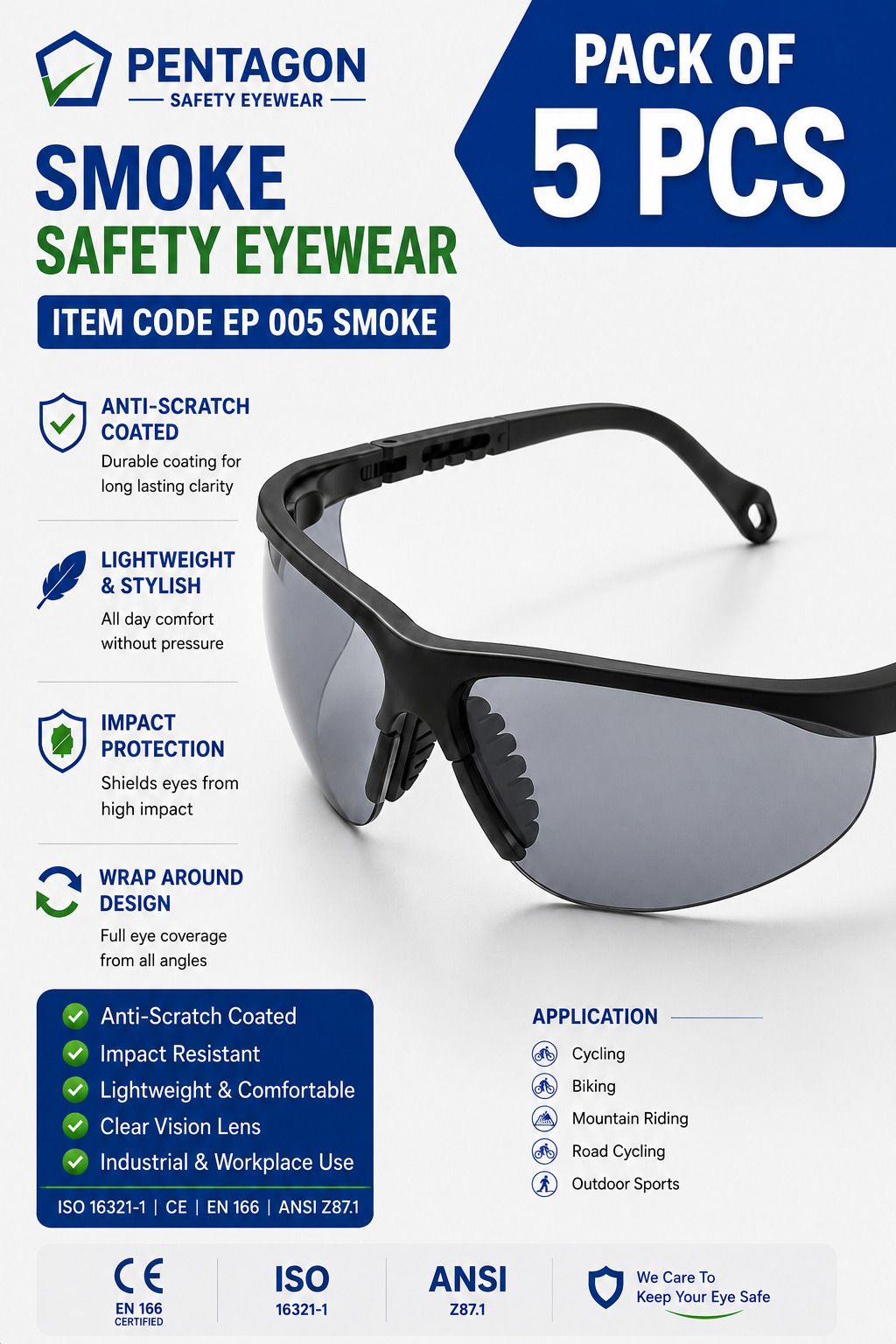 EP 005 SMOKE LENS ANTI SCRATCH OUTDOOR ACTIVITES GOGGLES-5 PCS PENTAGON SMOKE LENS ANTI SCRATCH COATED GOGGLES POLYCARBONATE LENS Blowtorch, Laboratory, Power Tool, Welding, Wood-working Safety Goggle-image-26