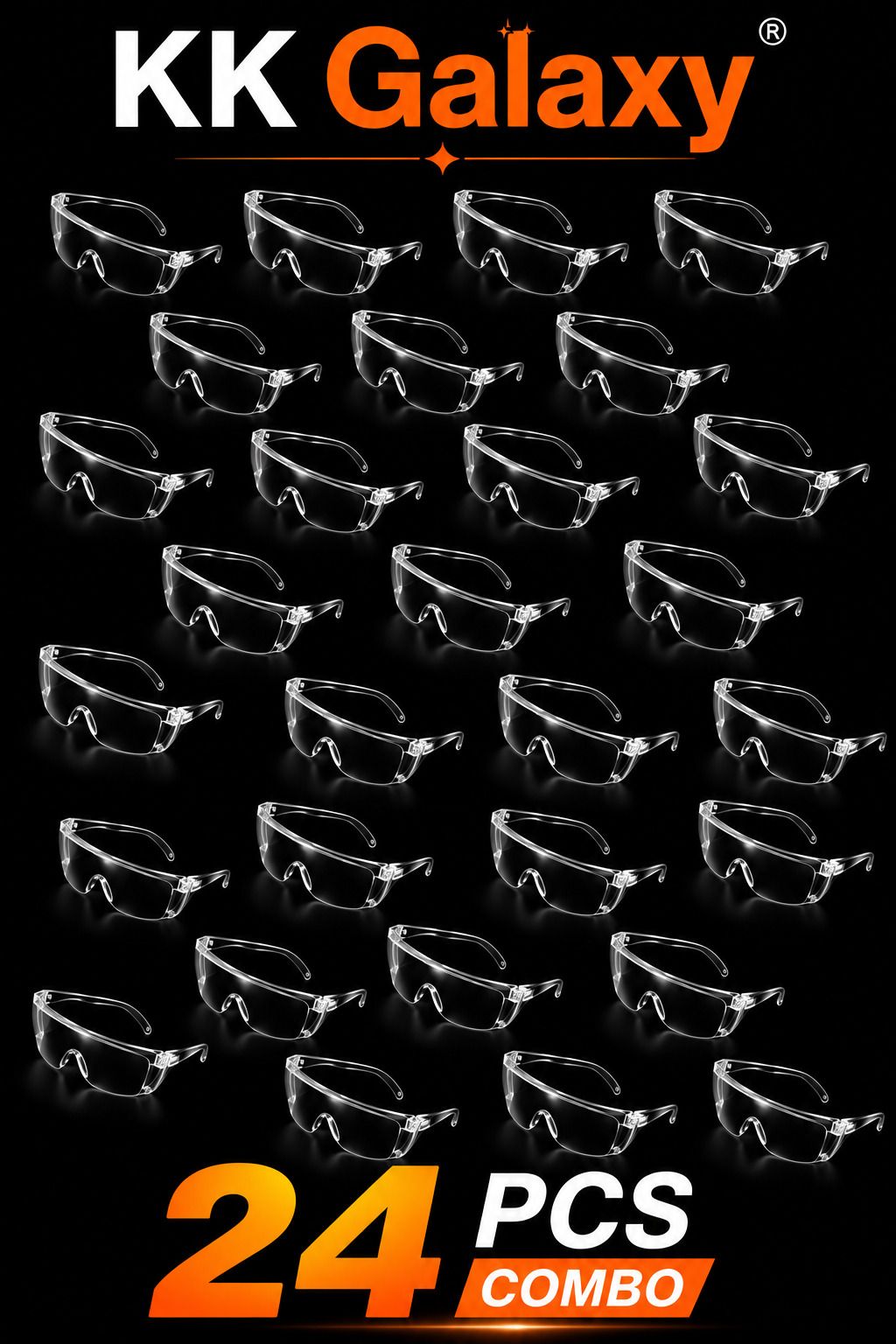 kk galaxy Crystal Clear Safety Goggles Pack of 24 | Anti Fog| Protective Eyewear Crystal Clear Safety Goggles Pack of 24 | Anti Fog| Protective Eyewear Power Tool, Blowtorch, Laboratory, Wood-working, Welding Safety Goggle-picture-31