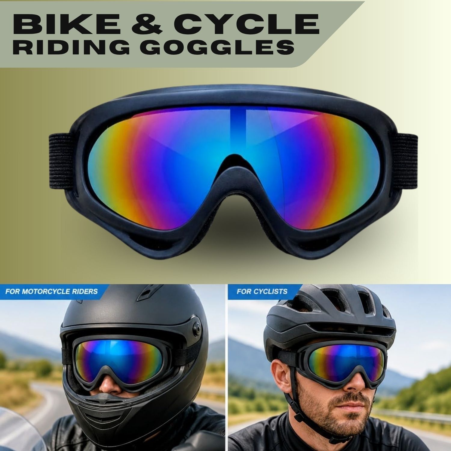 srphere A9 Motorcycle Goggles Mask Lens Outdoor Riding Retro Motorcycle Helmet Glasses Riding & Power Tool Safety Goggle | Dustproof, Windproof Laboratory Safety Goggle-picture-3