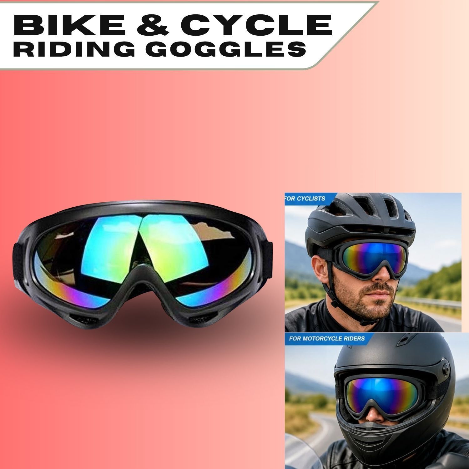 srphere A4 Motorcycle Goggles Mask Lens Outdoor Riding Retro Motorcycle Helmet Glasses Riding & Power Tool Safety Goggle | Dustproof, Windproof Laboratory Safety Goggle-picture-4