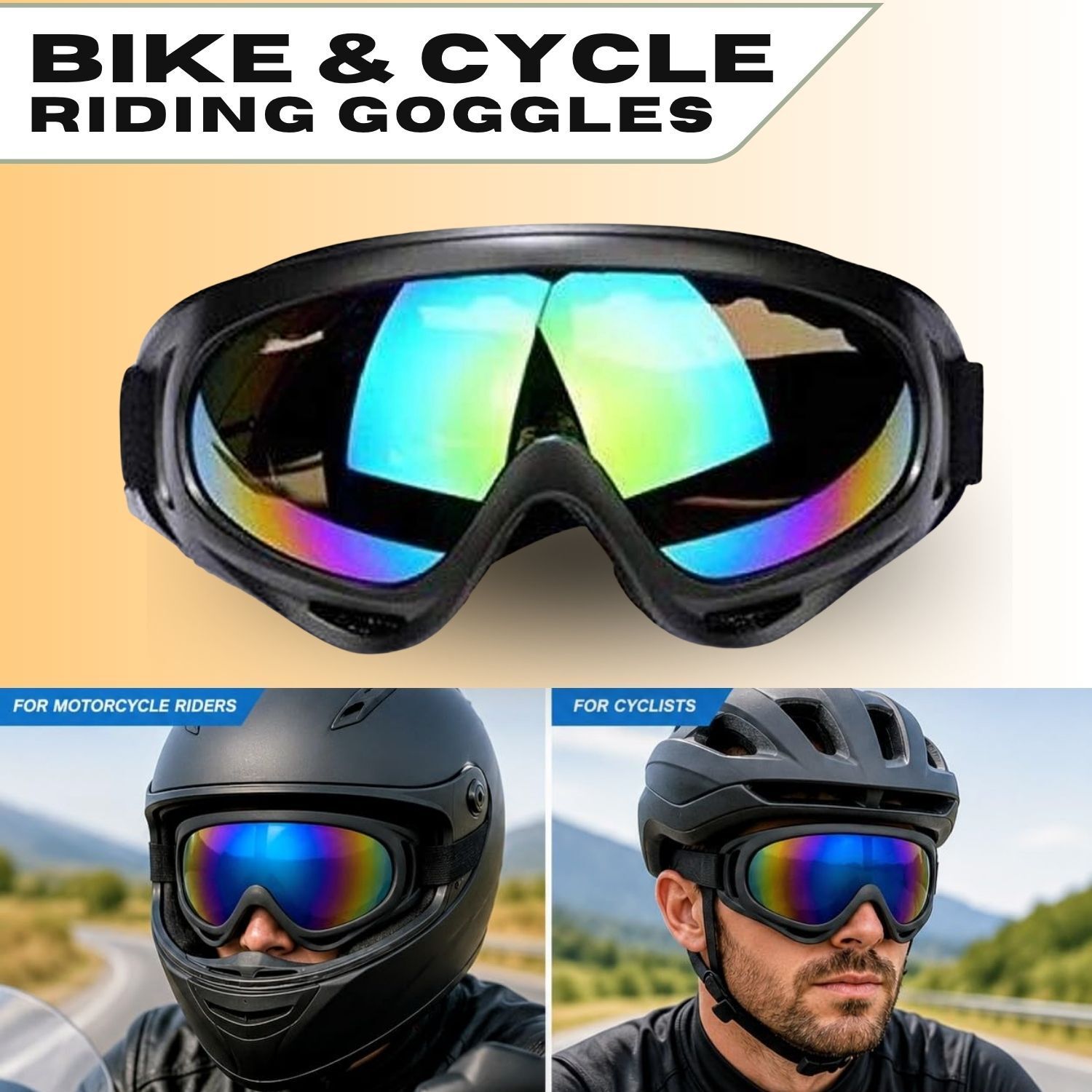 A2 Motorcycle Goggles Mask Lens Outdoor Riding Retro Motorcycle Helmet Glasses Riding & Power Tool Safety Goggle | Dustproof, Windproof Laboratory Safety Goggle-image-48