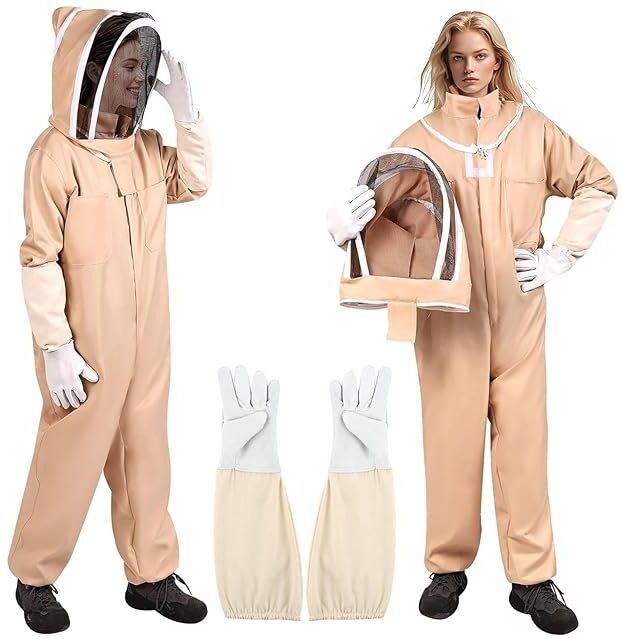 snowie soft Full Body Beekeeping Suit with Gloves and Mesh Veil XL Safety Jacket-picture-5