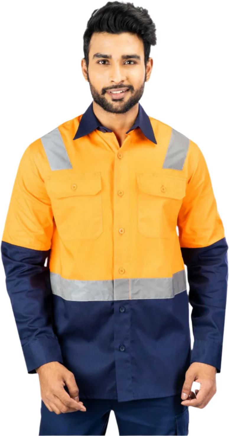 Mirage Industrial Work Shirt PC Blend Twill with EN 20471 Reflective Tape Safety Jacket-image-9
