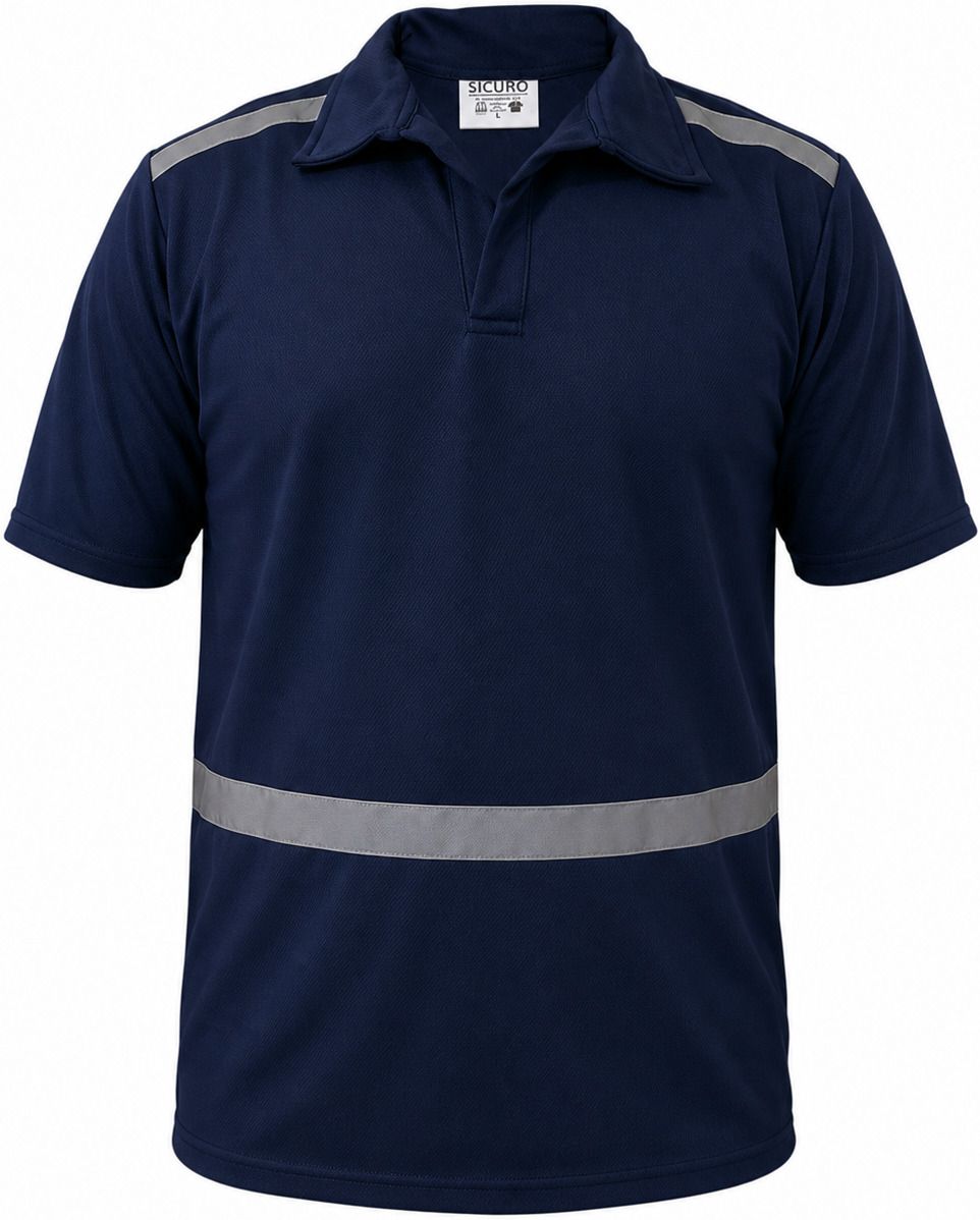 Navy Blue Safety T-Shirt with Reflector| High Visibility Workwear | Construction Safety Jacket-image-7