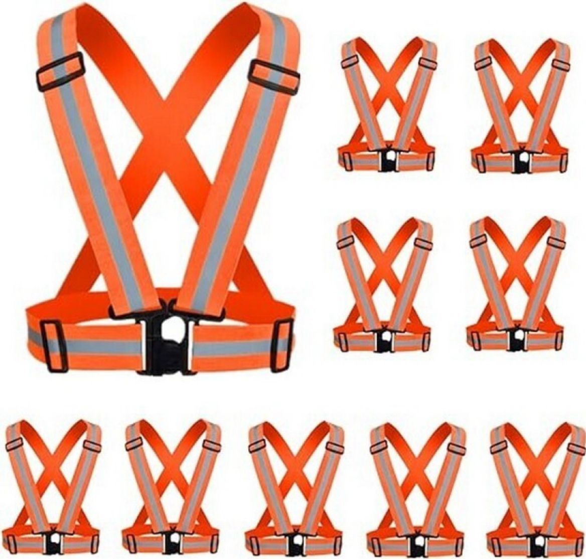 High Visibility Protective Safety Reflective Cross belt Jacket Pack of 10-Orange Safety Jacket-image-42