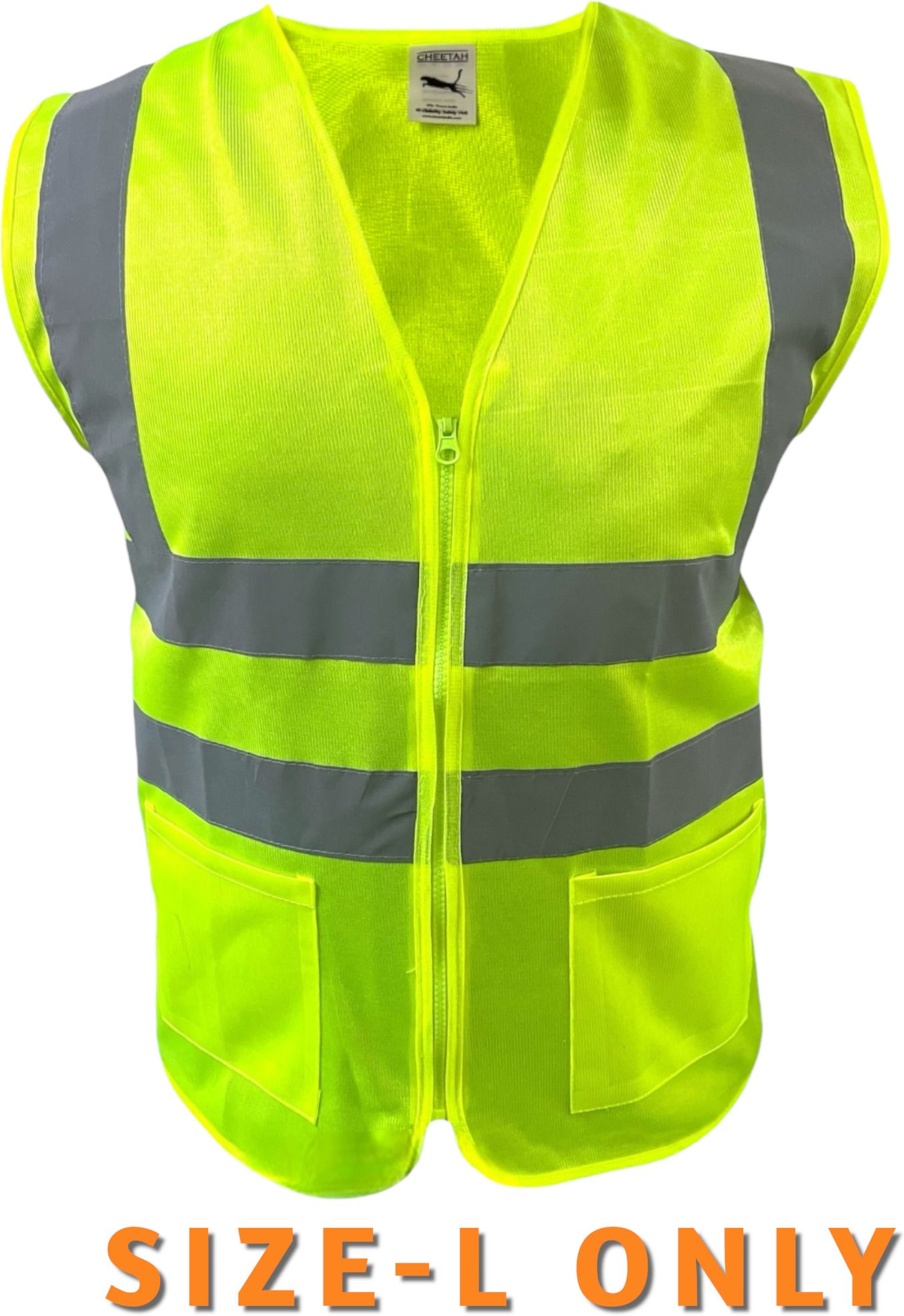 High Visibility Reflective Safety Jacket with Zip & Pockets – Size L Safety Jacket-image-45