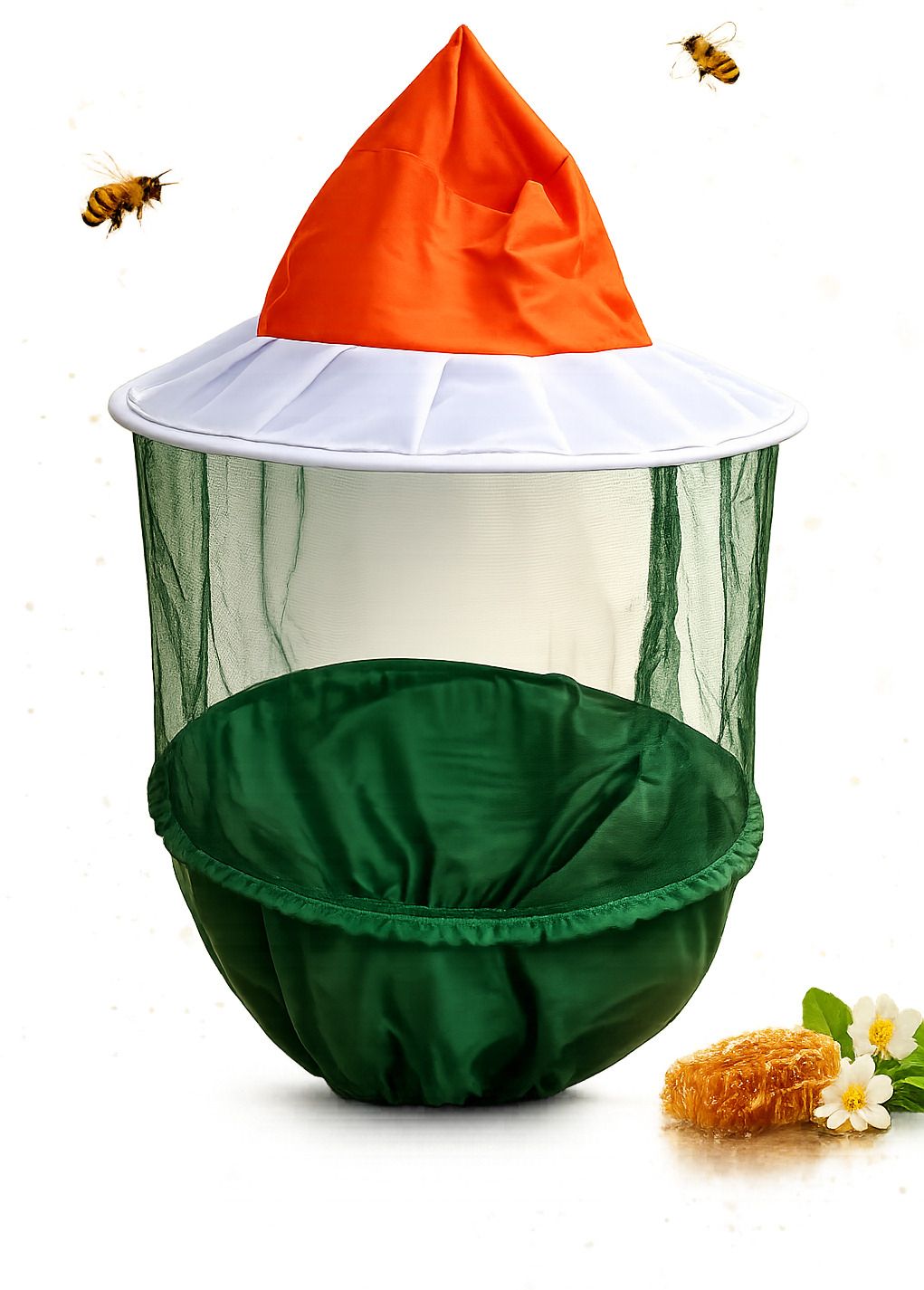 Bee veil Tiranga| Bee veil Green| Safety Cap| Honey cap Safety Jacket-image-16